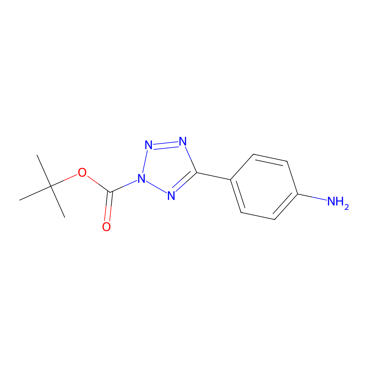 Tert-butyl 5-(4-aminophenyl)-2H-tetrazole-2-carboxylate molecular structure, CAS 2173992-04-4