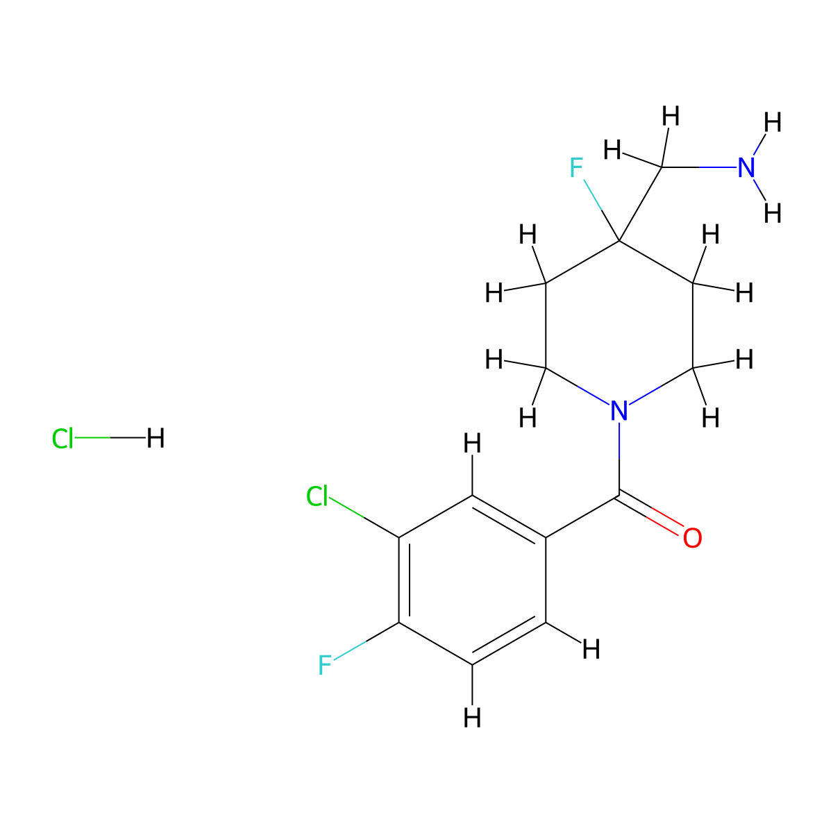 1-[1-(3-Chloro-4-fluorobenzoyl)-4-fluoropiperidin-4-yl]methanamine hydrochloride molecular structure, CAS 2173992-07-7