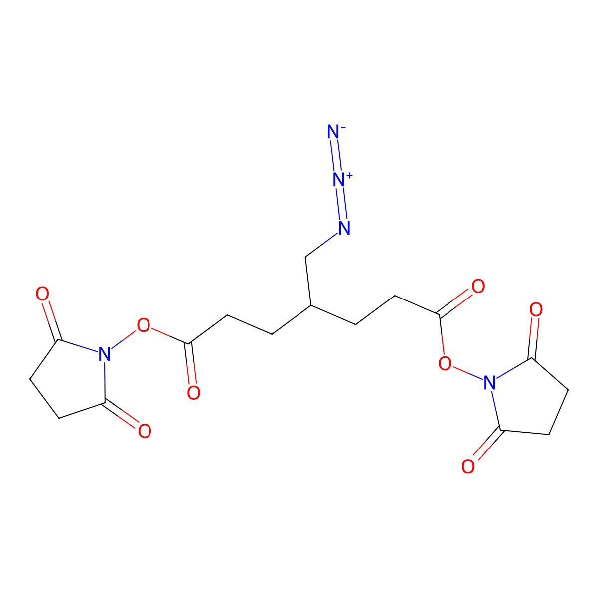 bis(2,5-Dioxopyrrolidin-1-yl) 4-(azidomethyl)heptanedioate molecular structure, CAS 2173992-21-5