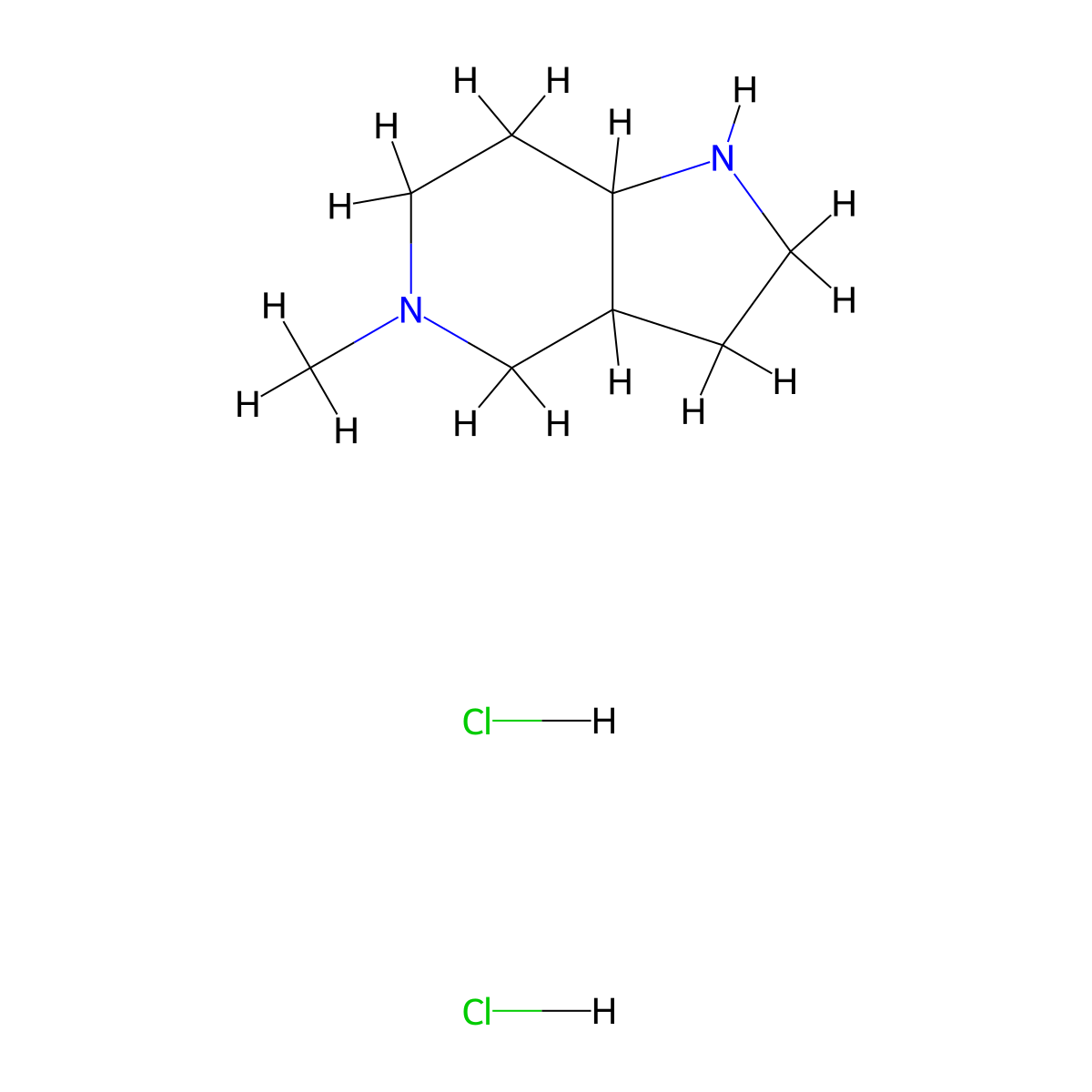 5-methyl-octahydro-1H-pyrrolo[3,2-c]pyridine dihydrochloride molecular structure, CAS 2173992-26-0