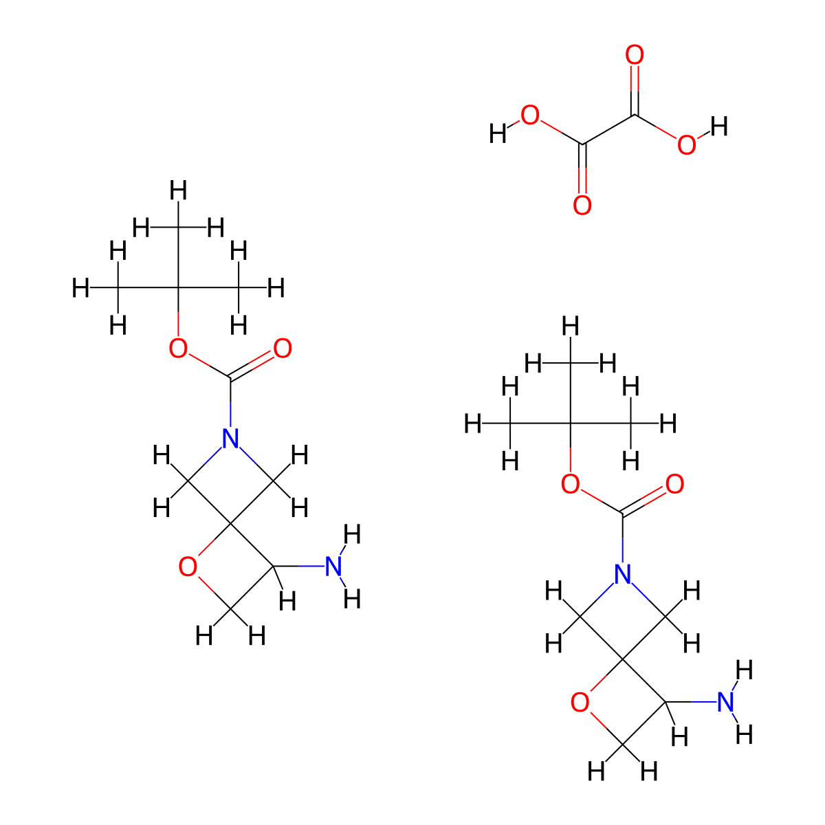 Tert-butyl 3-amino-1-oxa-6-azaspiro[3.3]heptane-6-carboxylate hemioxalate molecular structure, CAS 2173992-31-7