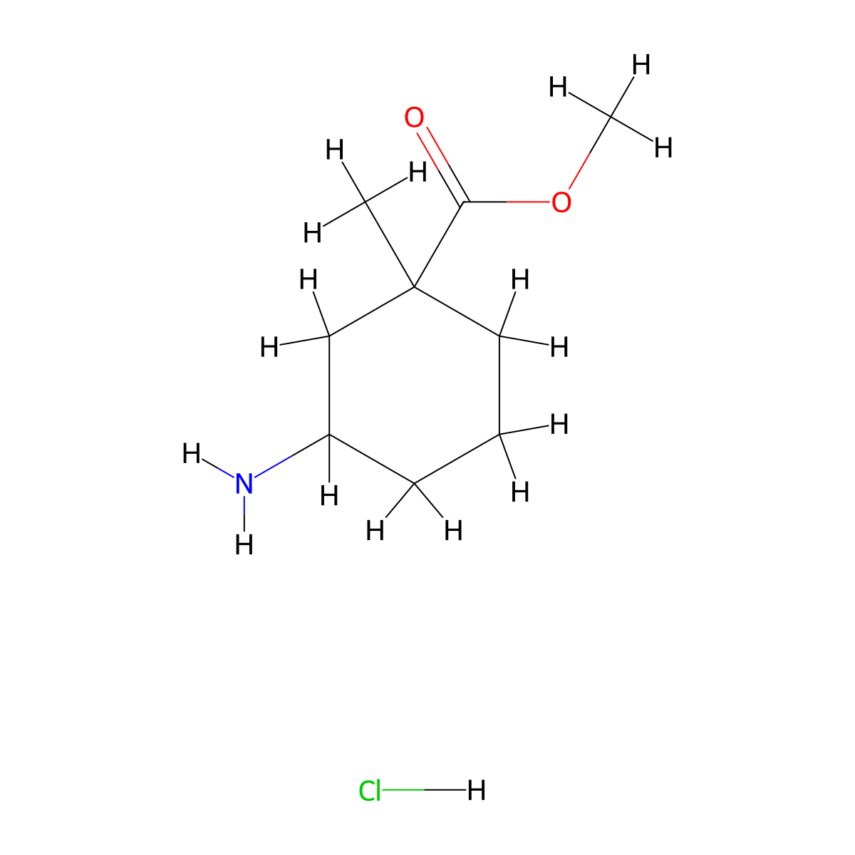 Methyl 3-amino-1-methylcyclohexane-1-carboxylate hydrochloride molecular structure, CAS 2173992-32-8