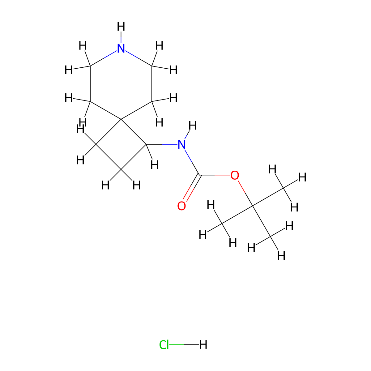 tert-butyl N-{7-azaspiro[3.5]nonan-1-yl}carbamate hydrochloride molecular structure, CAS 2173992-35-1