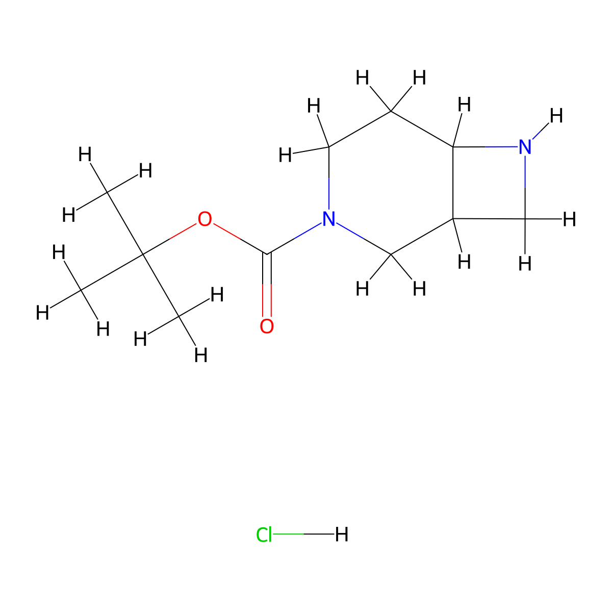 Tert-butyl 3,7-diazabicyclo[4.2.0]octane-3-carboxylate hydrochloride molecular structure, CAS 2173992-36-2