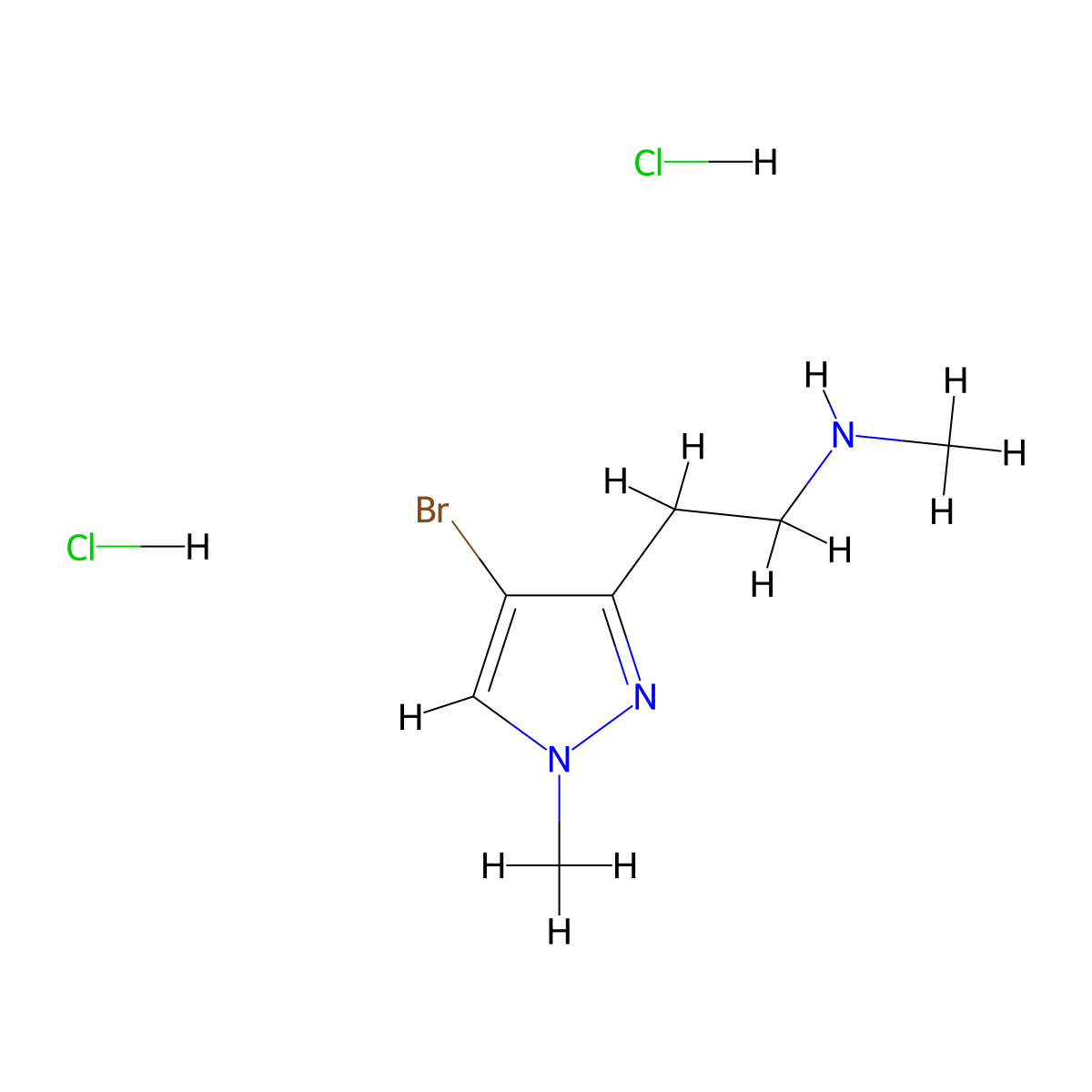 [2-(4-bromo-1-methyl-1H-pyrazol-3-yl)ethyl](methyl)amine dihydrochloride molecular structure, CAS 2173992-40-8