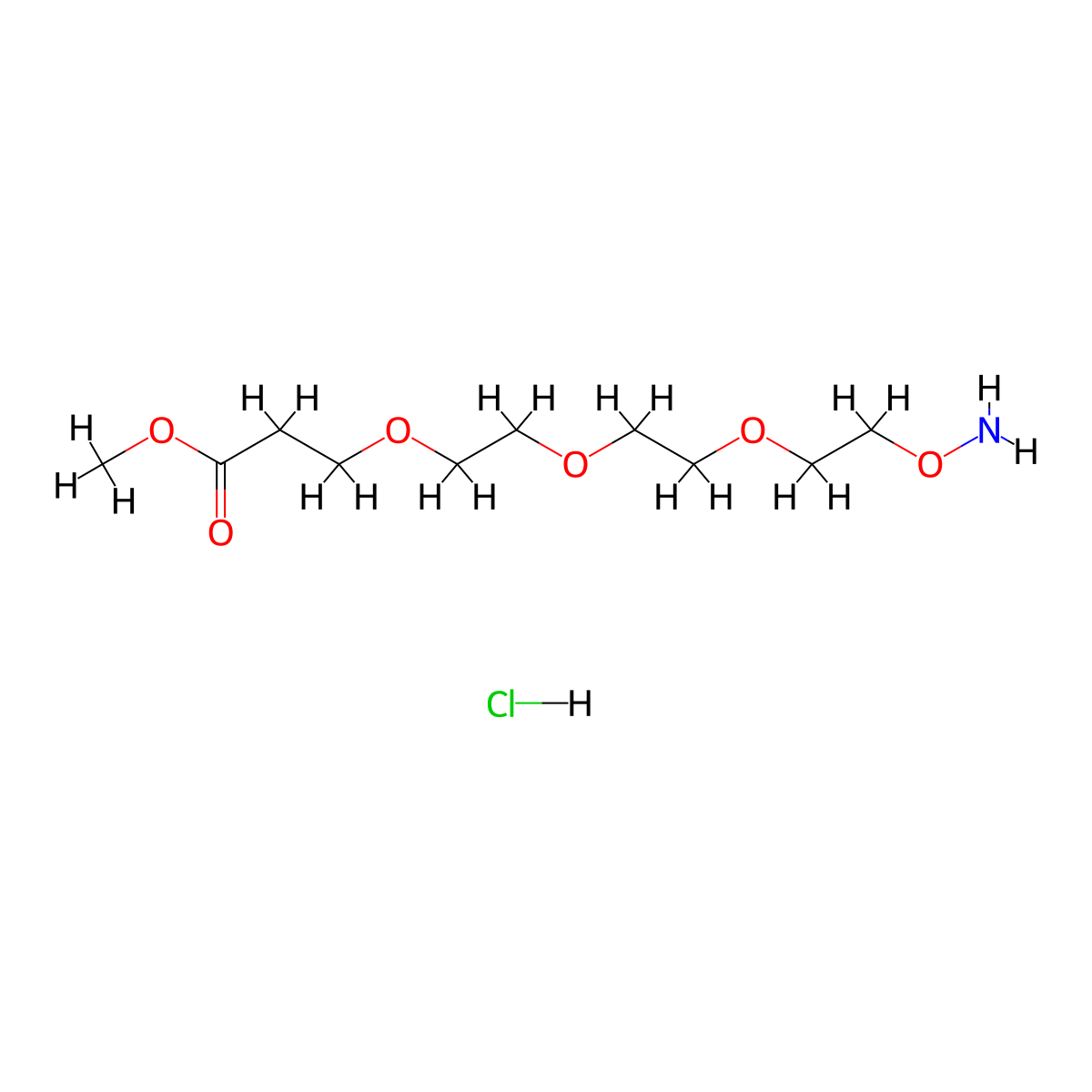 Methyl 3-(2-{2-[2-(aminooxy)ethoxy]ethoxy}ethoxy)propanoate hydrochloride molecular structure, CAS 2173992-41-9