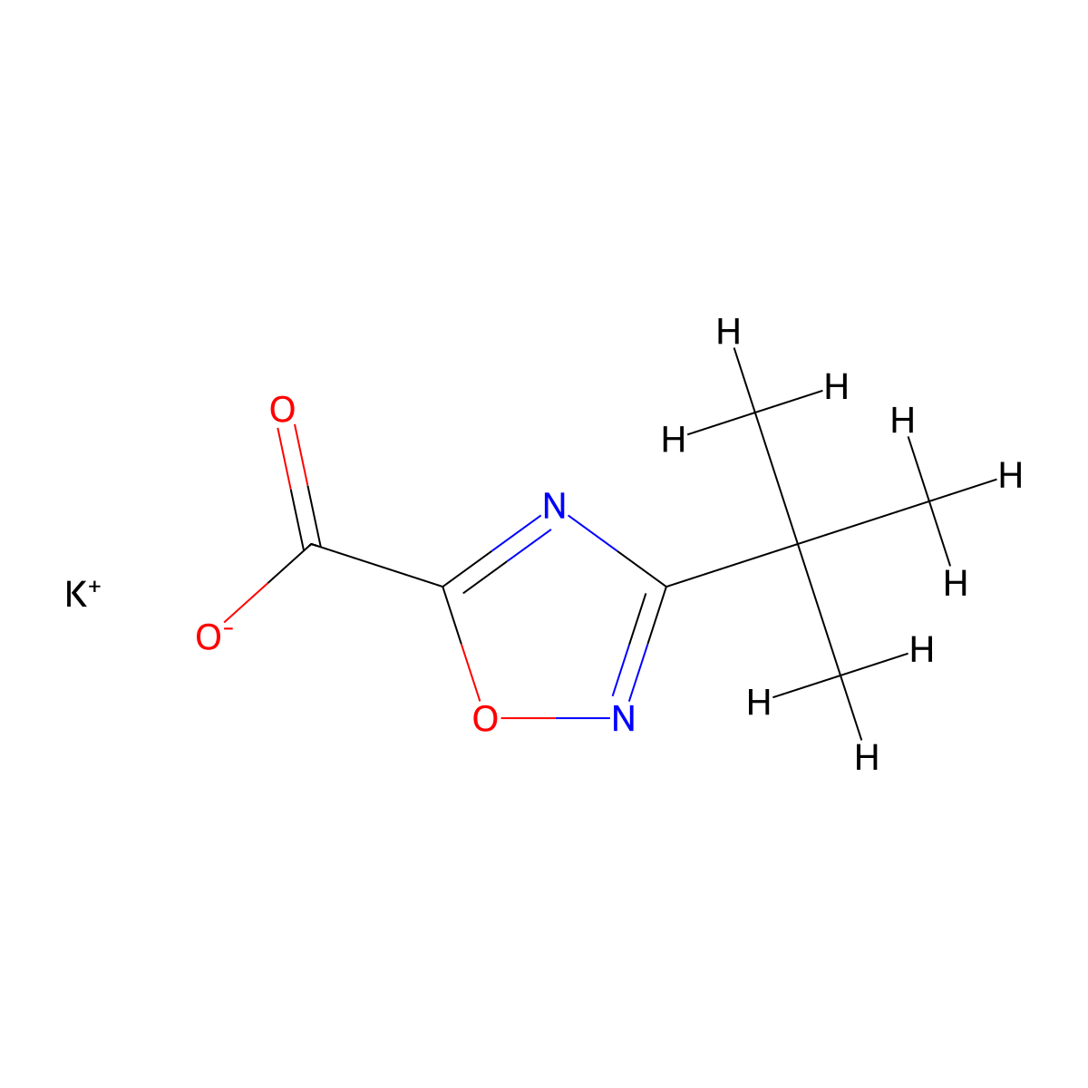 Potassium 3-(tert-butyl)-1,2,4-oxadiazole-5-carboxylate molecular structure, CAS 2173992-51-1