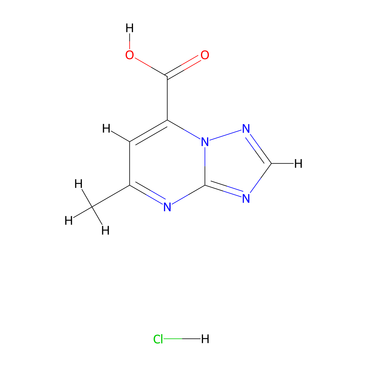 5-Methyl-(1,2,4)triazolo(1,5-a)pyrimidine-7-carboxylic acid hydrochloride molecular structure, CAS 2173996-28-4