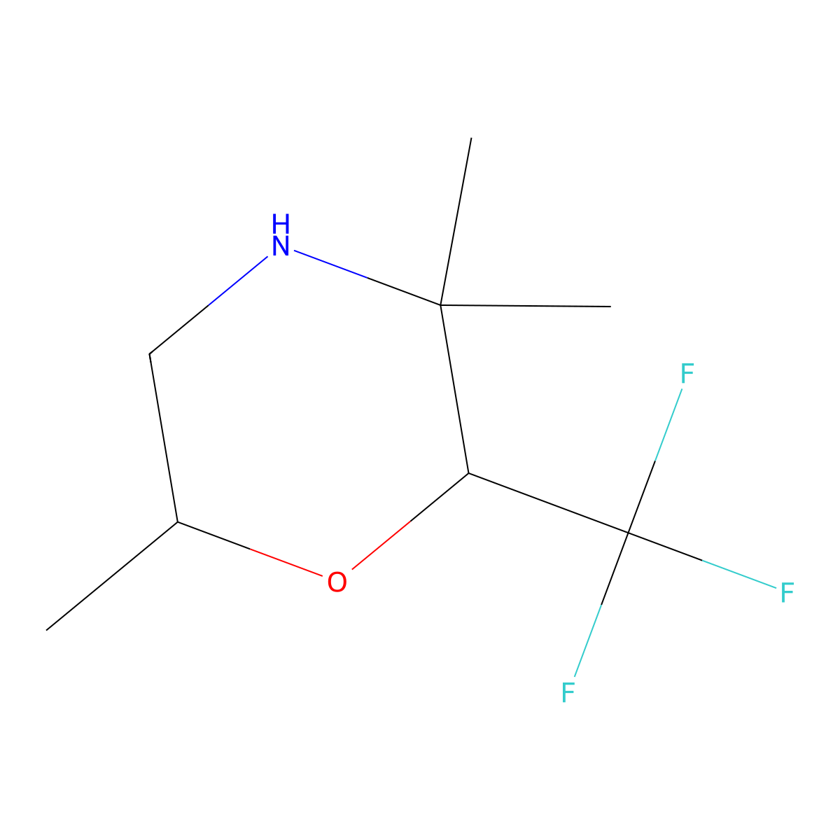 3,3,6-Trimethyl-2-(trifluoromethyl)morpholine molecular structure, CAS 2173996-31-9