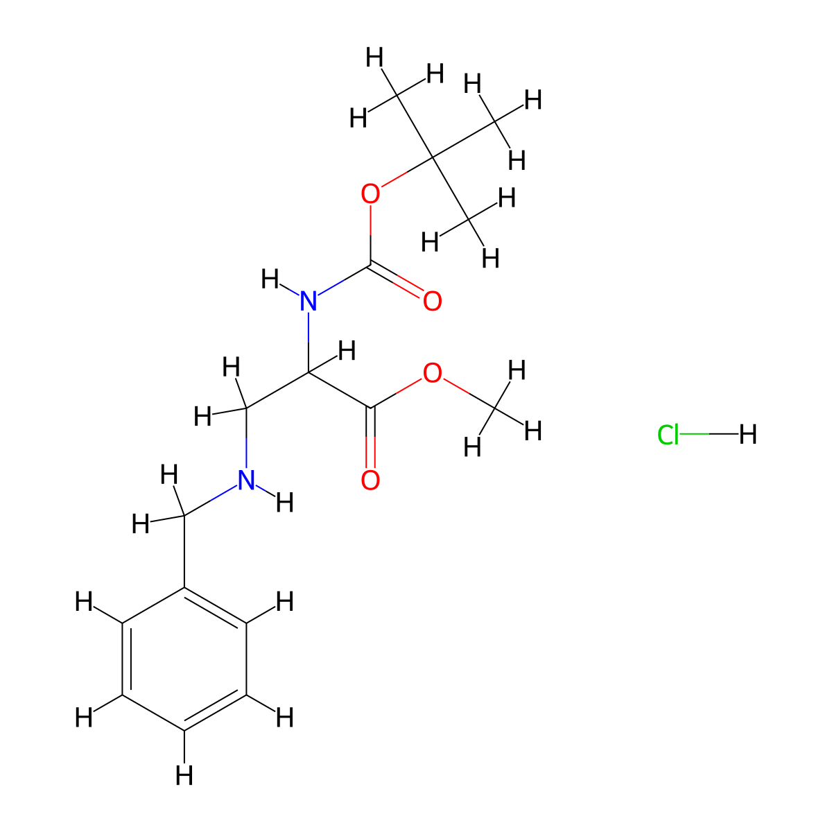 Methyl 3-(benzylamino)-2-{[(tert-butoxy)carbonyl]amino}propanoate hydrochloride molecular structure, CAS 2173996-34-2
