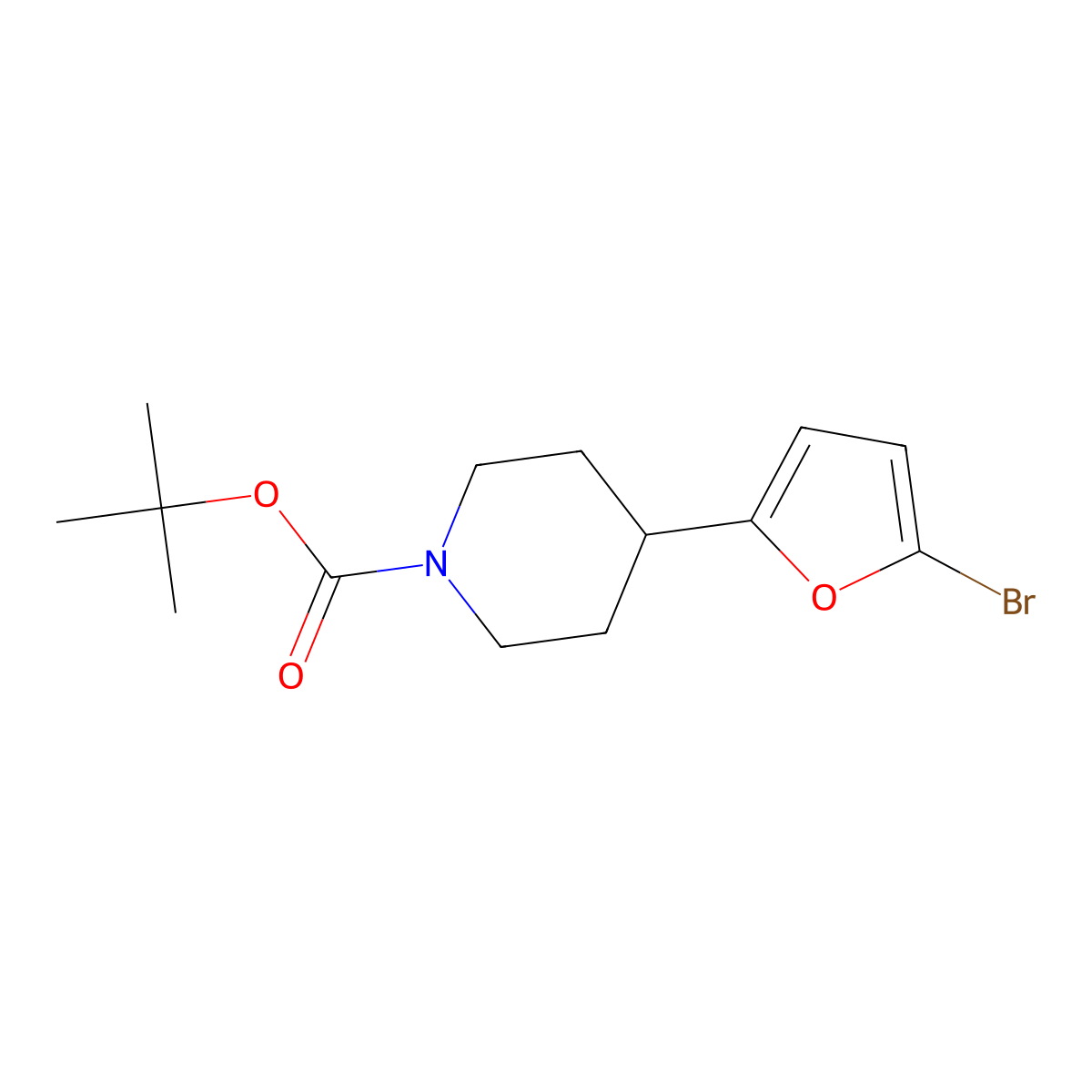 Tert-butyl 4-(5-bromofuran-2-yl)piperidine-1-carboxylate molecular structure, CAS 2173996-35-3
