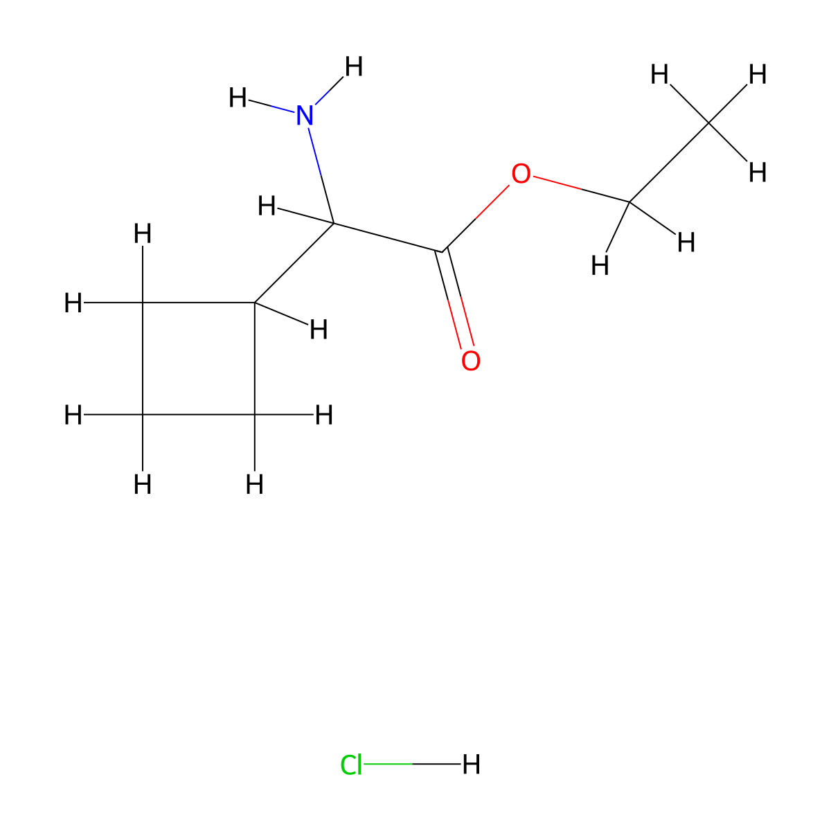 Ethyl 2-amino-2-cyclobutylacetate hydrochloride molecular structure, CAS 2173996-41-1