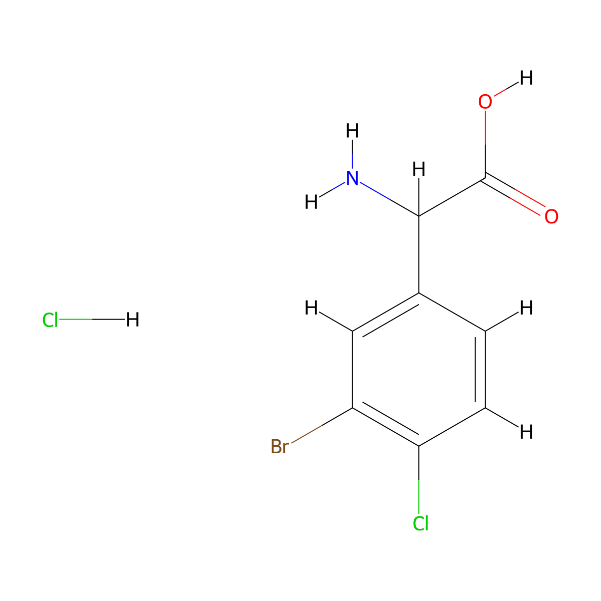2-Amino-2-(3-bromo-4-chlorophenyl)acetic acid hydrochloride molecular structure, CAS 2173996-42-2