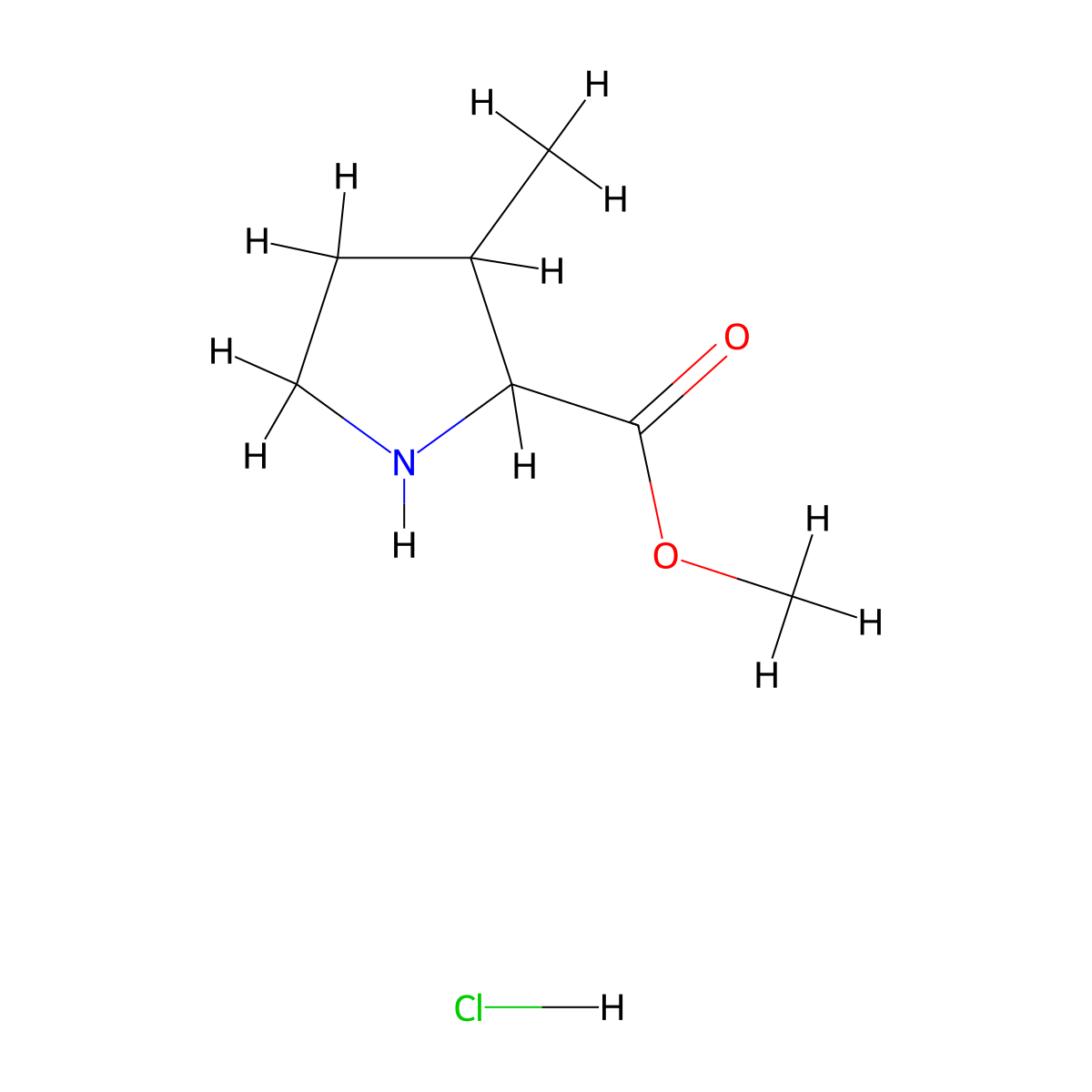 Methyl 3-methylpyrrolidine-2-carboxylate hydrochloride molecular structure, CAS 2173996-46-6
