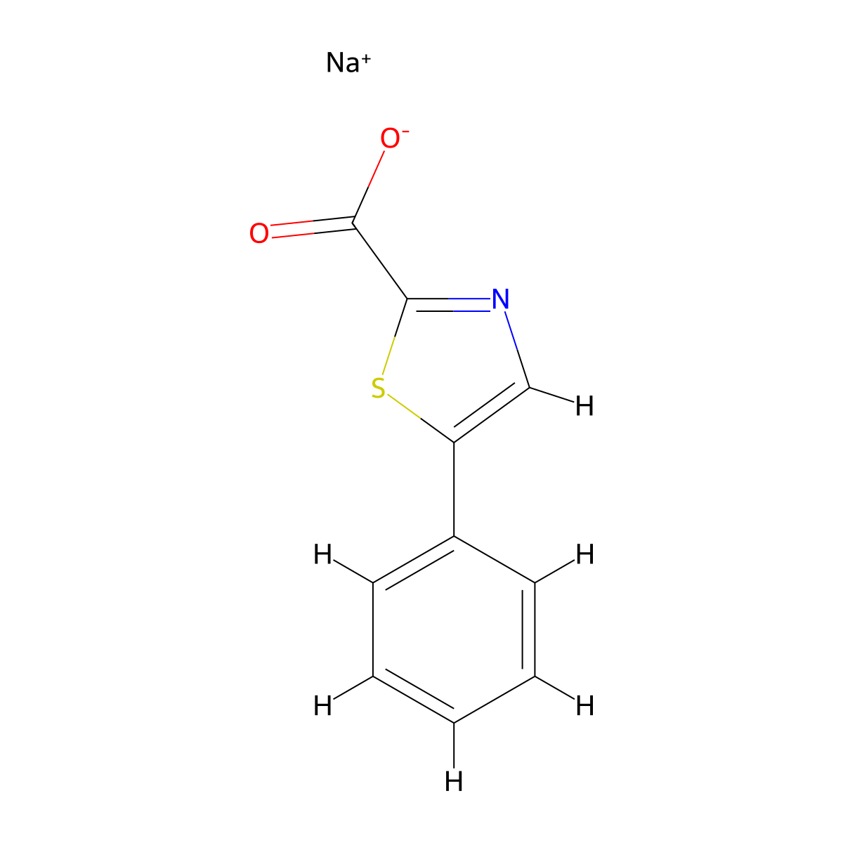 Sodium 5-phenyl-1,3-thiazole-2-carboxylate molecular structure, CAS 2173996-51-3