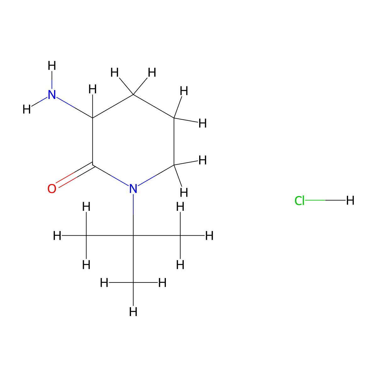 3-Amino-1-tert-butylpiperidin-2-one hydrochloride molecular structure, CAS 2173996-52-4