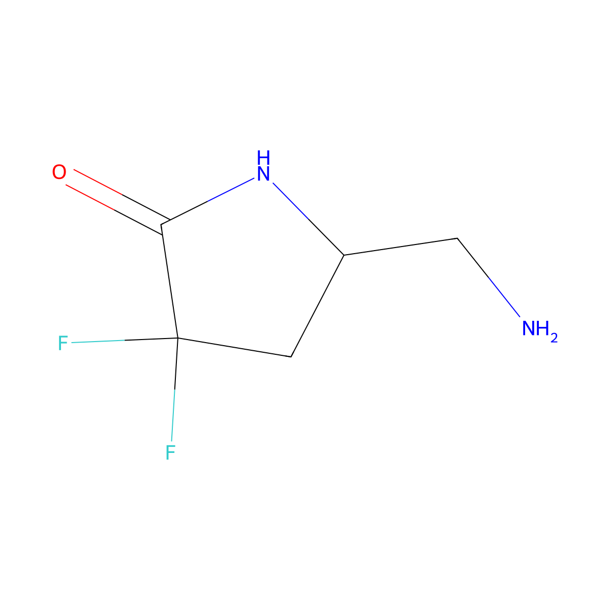 5-(Aminomethyl)-3,3-difluoropyrrolidin-2-one molecular structure, CAS 2173996-54-6