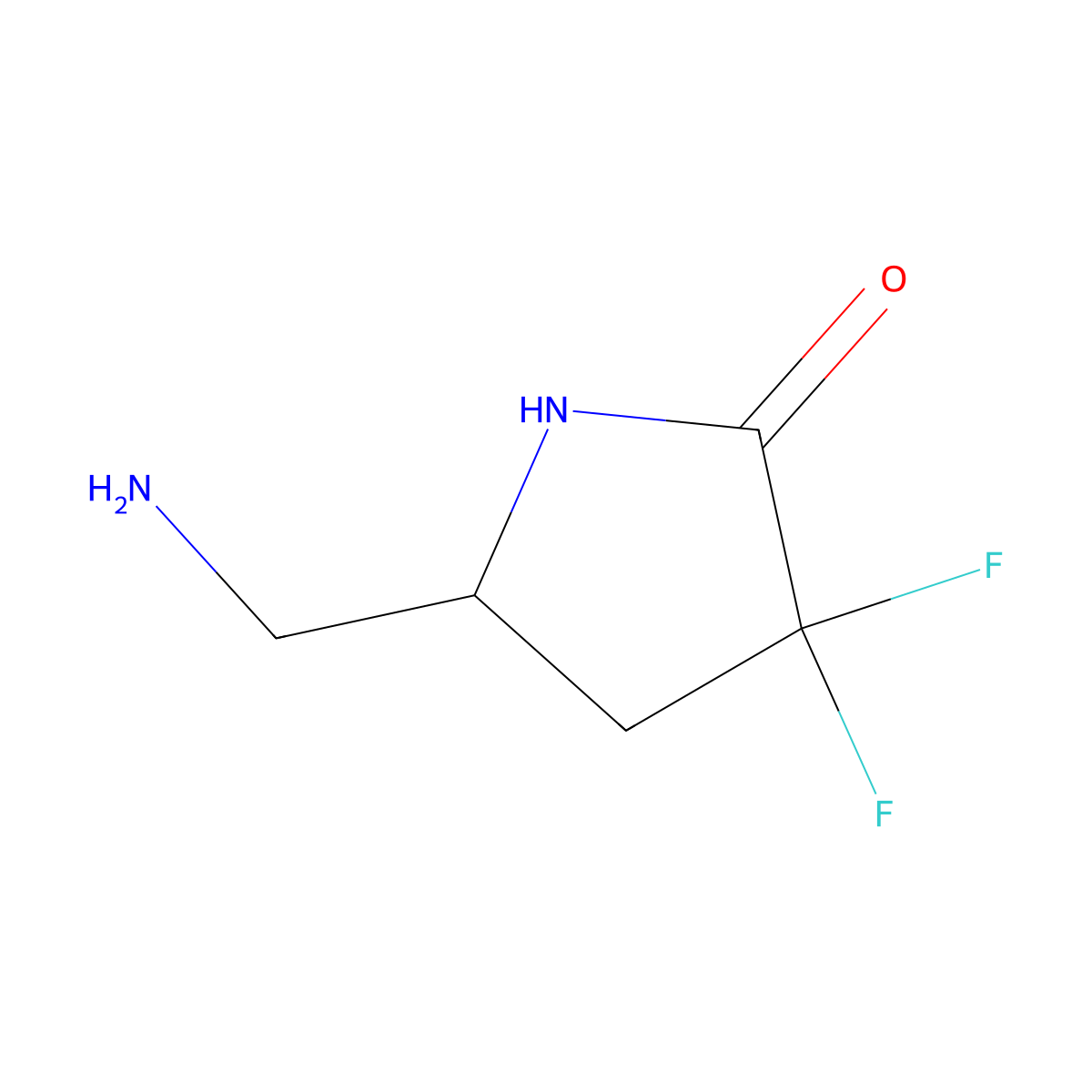 5-(Aminomethyl)-3,3-difluoropyrrolidin-2-one molecular structure, CAS 2173996-54-6