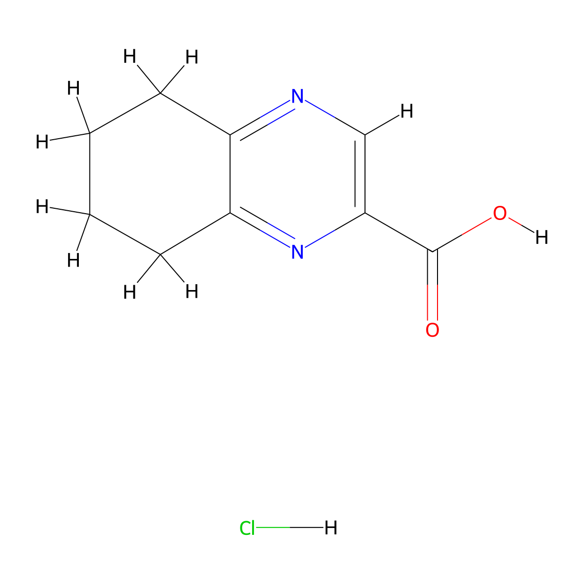 5,6,7,8-Tetrahydroquinoxaline-2-carboxylic acid hydrochloride molecular structure, CAS 2173996-60-4