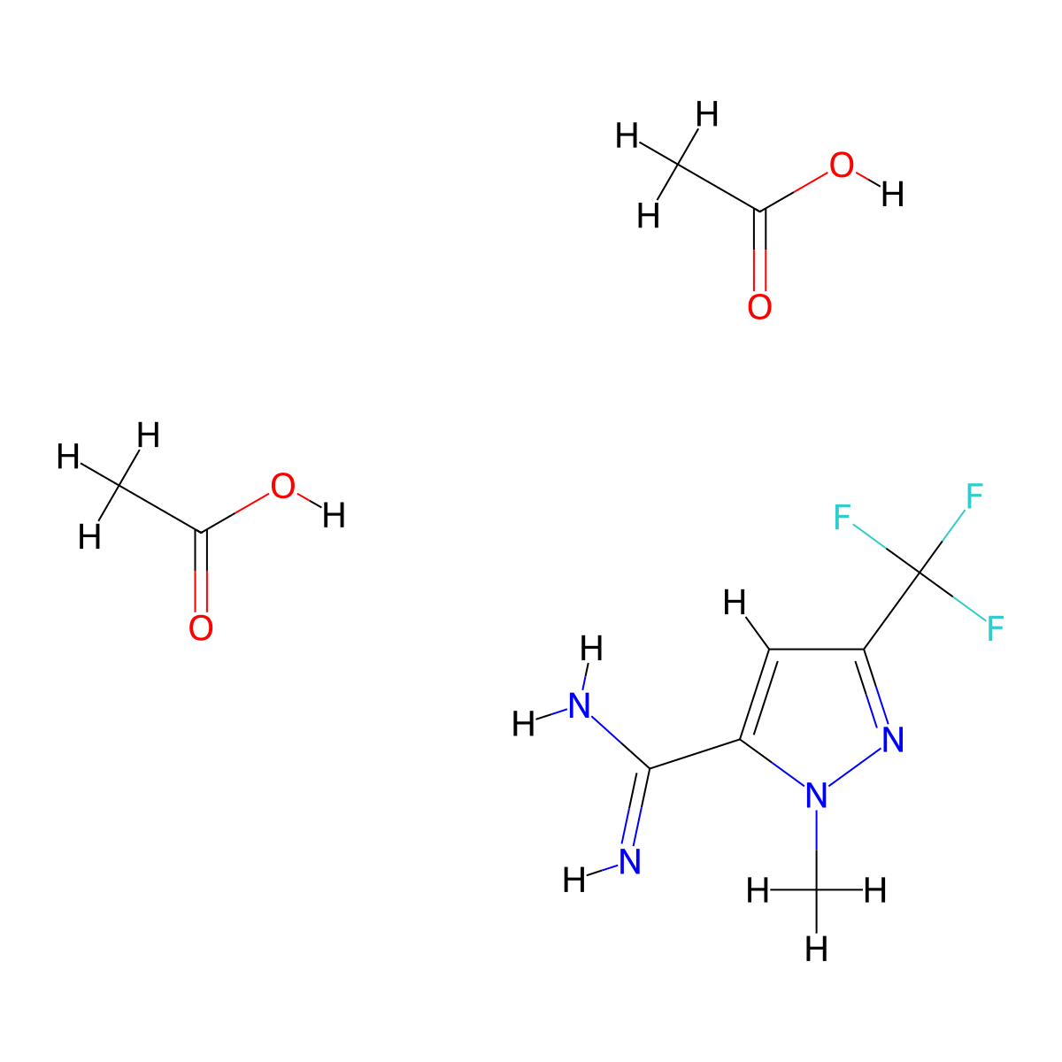 1-Methyl-3-(trifluoromethyl)-1H-pyrazole-5-carboximidamide diacetate molecular structure, CAS 2173996-62-6