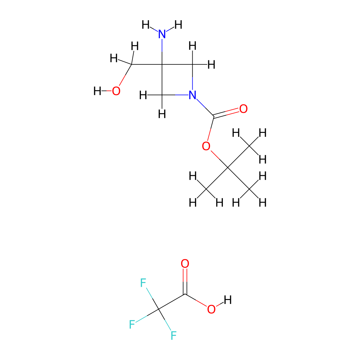 Tert-butyl 3-amino-3-(hydroxymethyl)azetidine-1-carboxylate; trifluoroacetic acid molecular structure, CAS 2173996-63-7