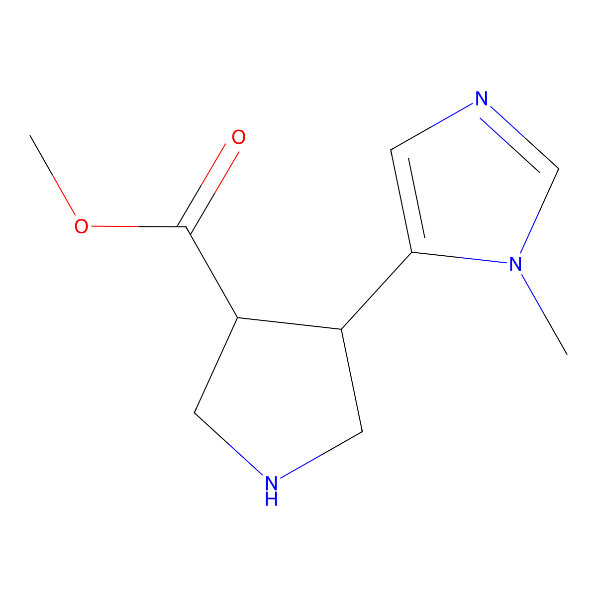 rac-methyl (3R,4R)-4-(1-methyl-1H-imidazol-5-yl)pyrrolidine-3-carboxylate molecular structure, CAS 2173996-68-2