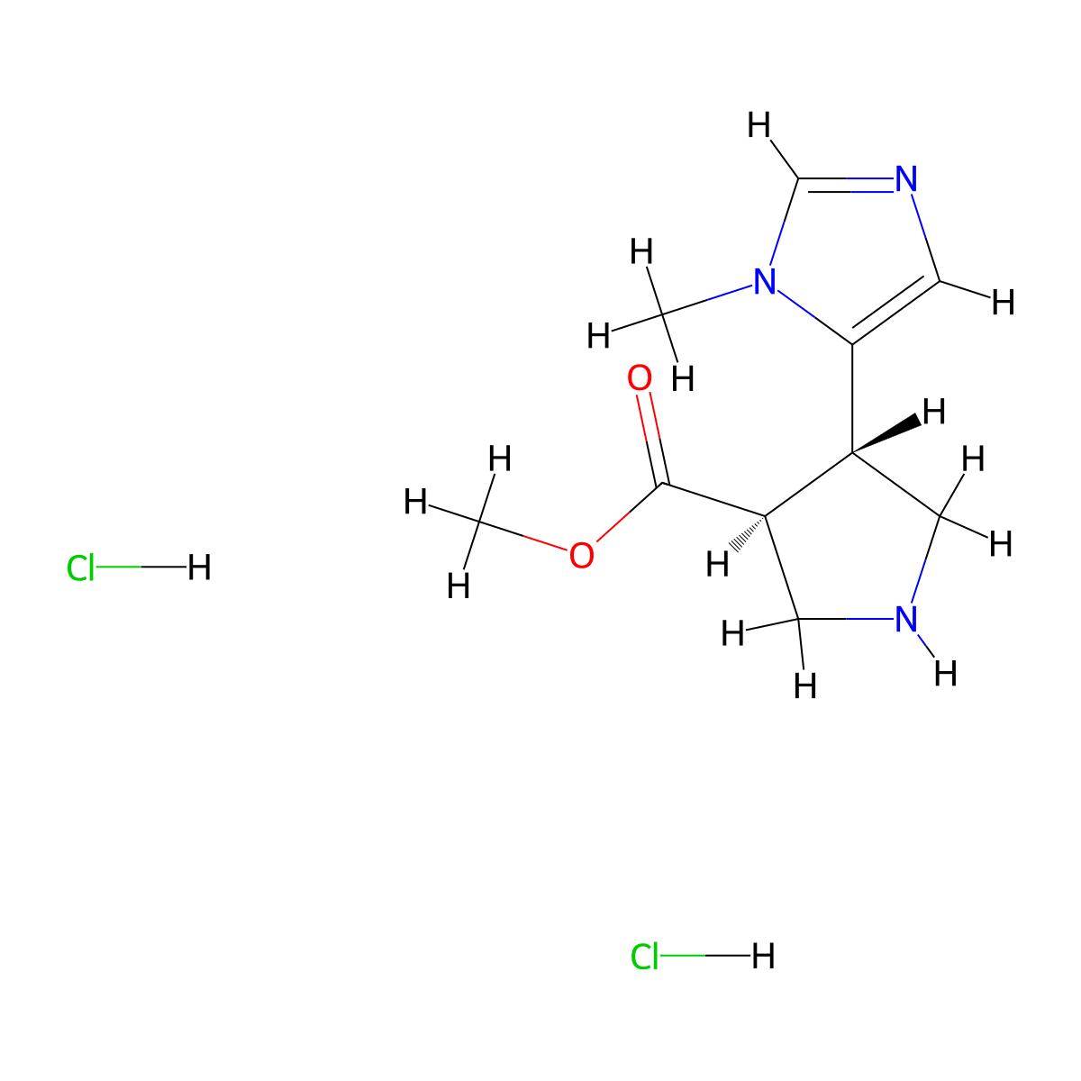 rac-methyl (3R,4R)-4-(1-methyl-1H-imidazol-5-yl)pyrrolidine-3-carboxylate dihydrochloride molecular structure, CAS 2173996-69-3