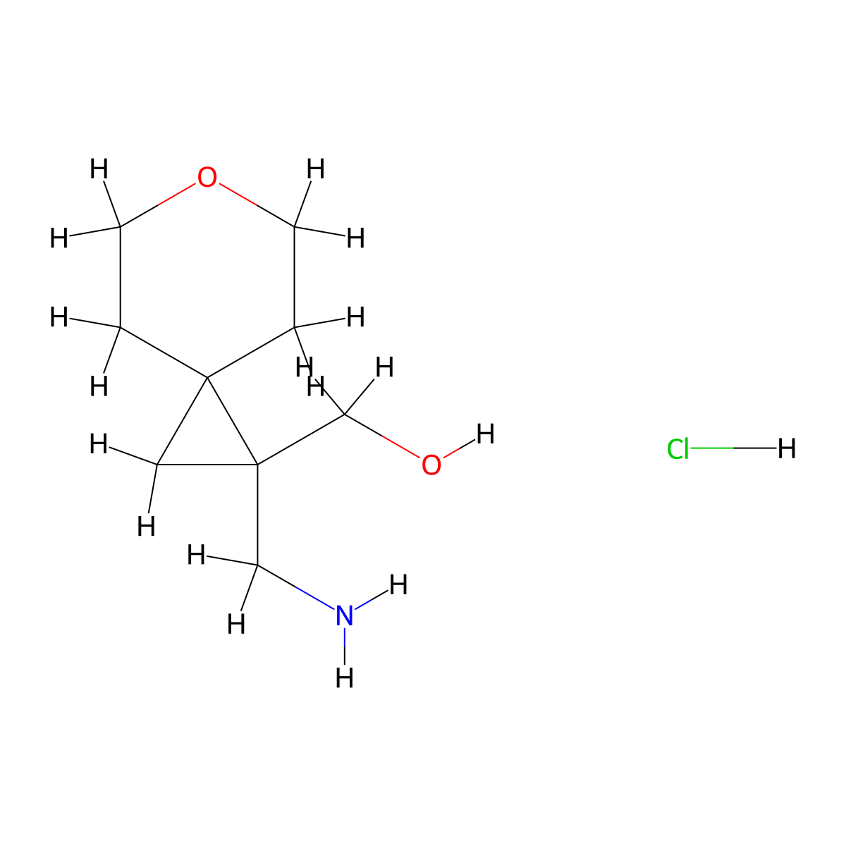 (1-(Aminomethyl)-6-oxaspiro(2.5)octan-1-yl)methanol hydrochloride molecular structure, CAS 2173996-72-8