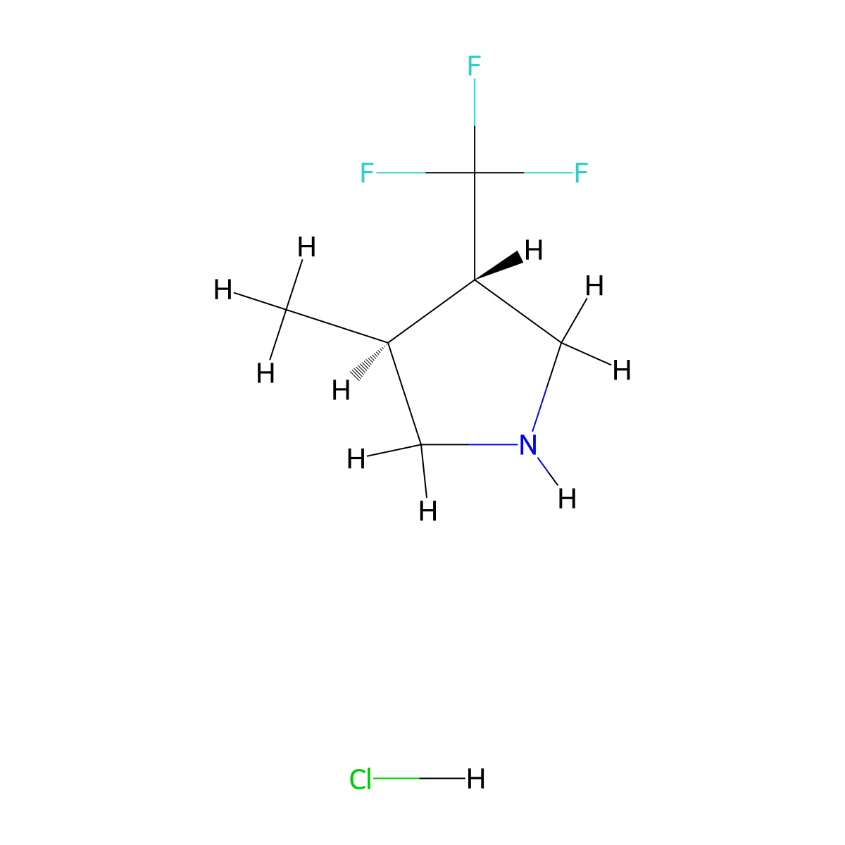 trans-3-Methyl-4-(trifluoromethyl)pyrrolidine hydrochloride molecular structure, CAS 2173996-75-1