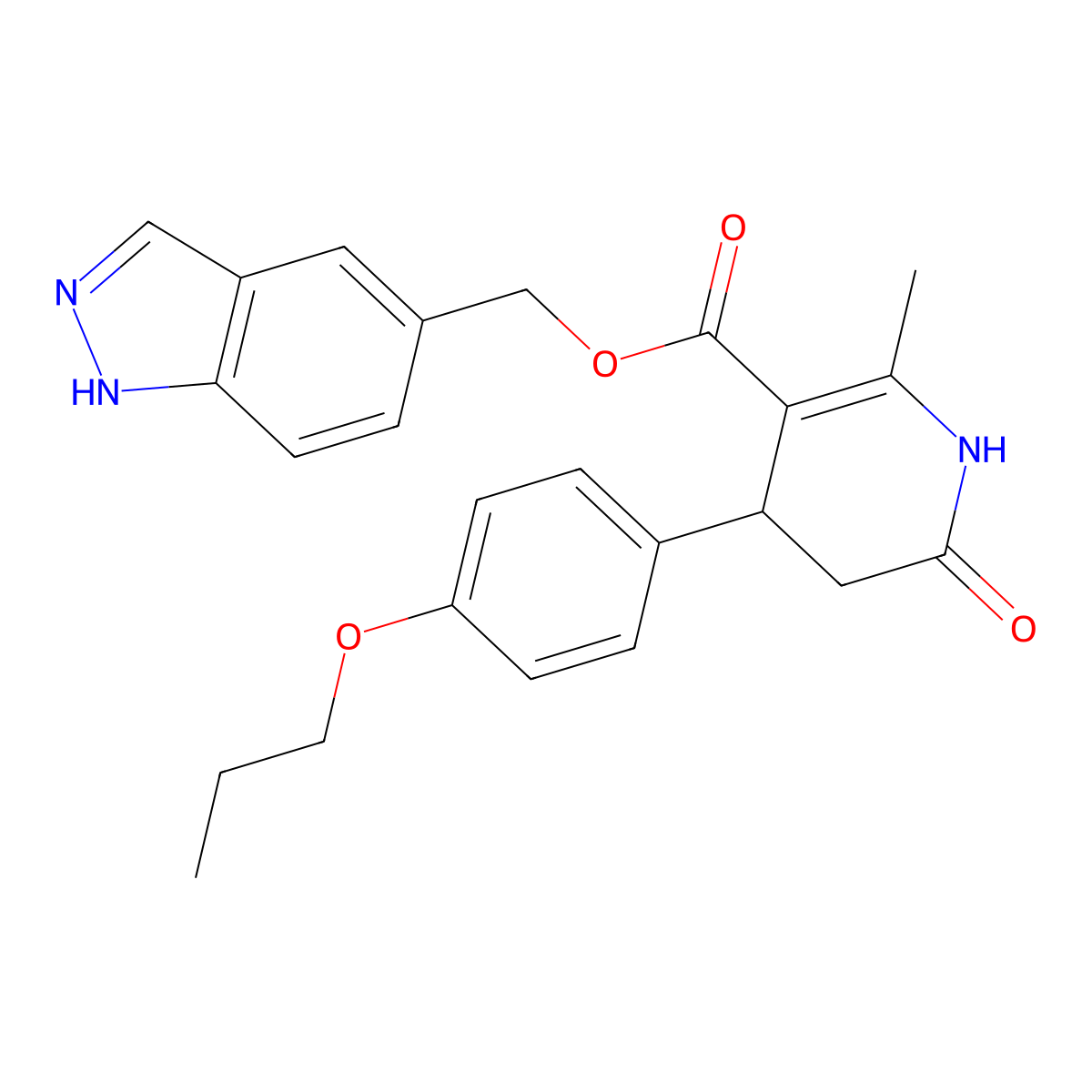 (1H-indazol-5-yl)methyl 2-methyl-6-oxo-4-(4-propoxyphenyl)-1,4,5,6-tetrahydropyridine-3-carboxylate molecular structure, CAS 2173996-80-8