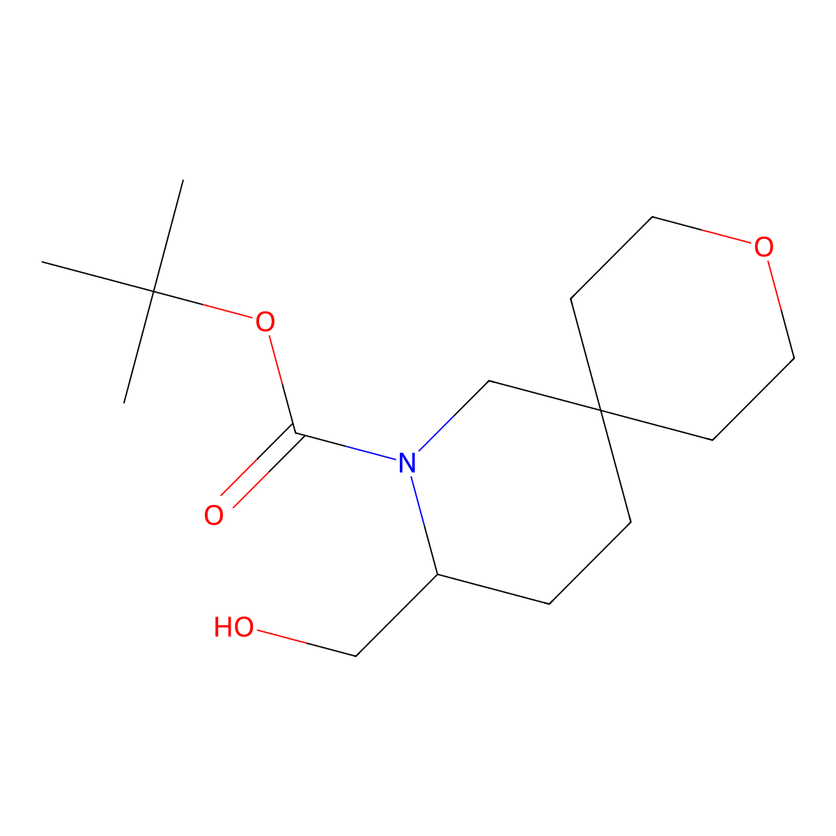 Tert-butyl 3-(hydroxymethyl)-9-oxa-2-azaspiro[5.5]undecane-2-carboxylate molecular structure, CAS 2173996-81-9