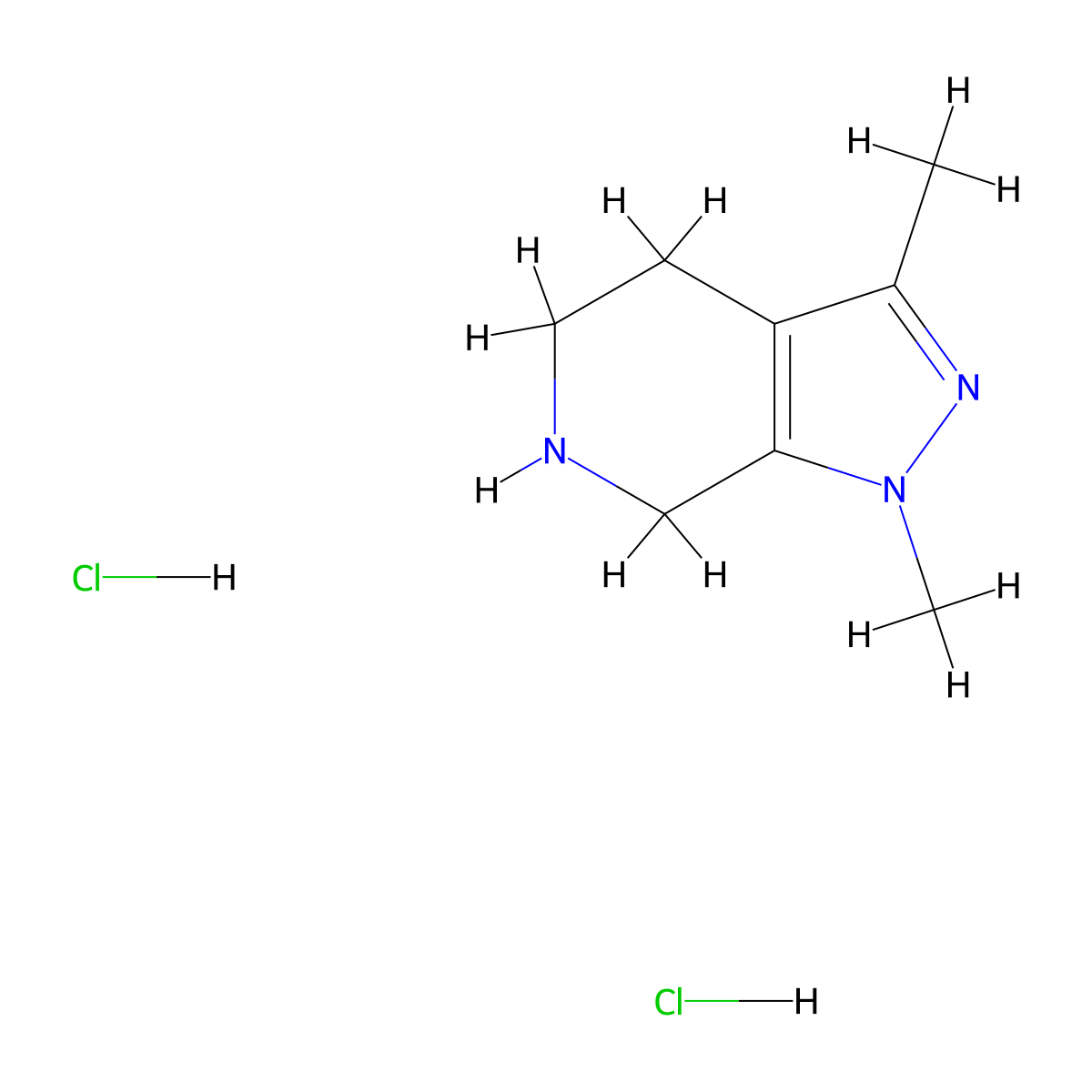 1,3-dimethyl-1H,4H,5H,6H,7H-pyrazolo[3,4-c]pyridine dihydrochloride molecular structure, CAS 2173996-85-3