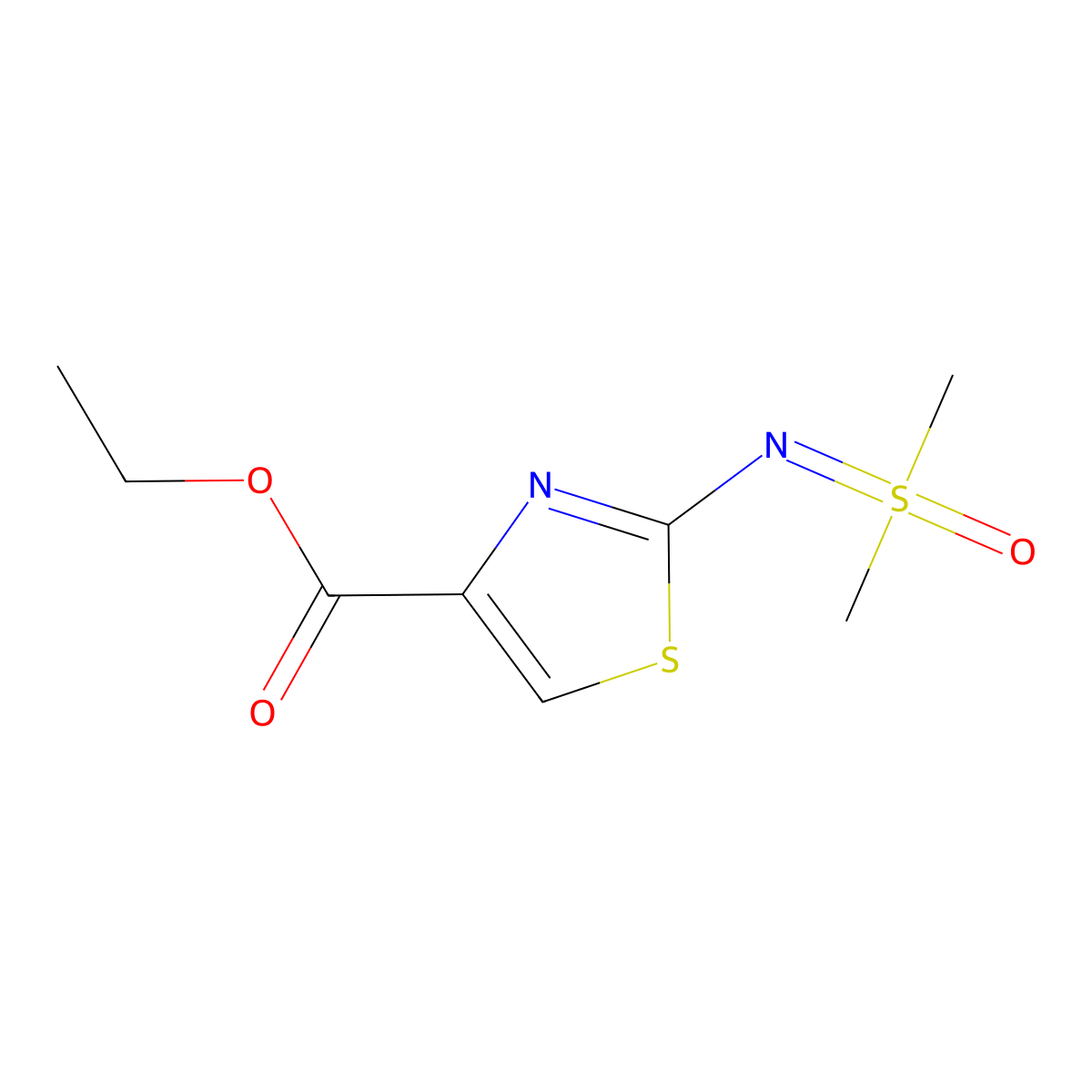 Ethyl 2-{[dimethyl(oxo)-lambda6-sulfanylidene]amino}-1,3-thiazole-4-carboxylate molecular structure, CAS 2173996-88-6