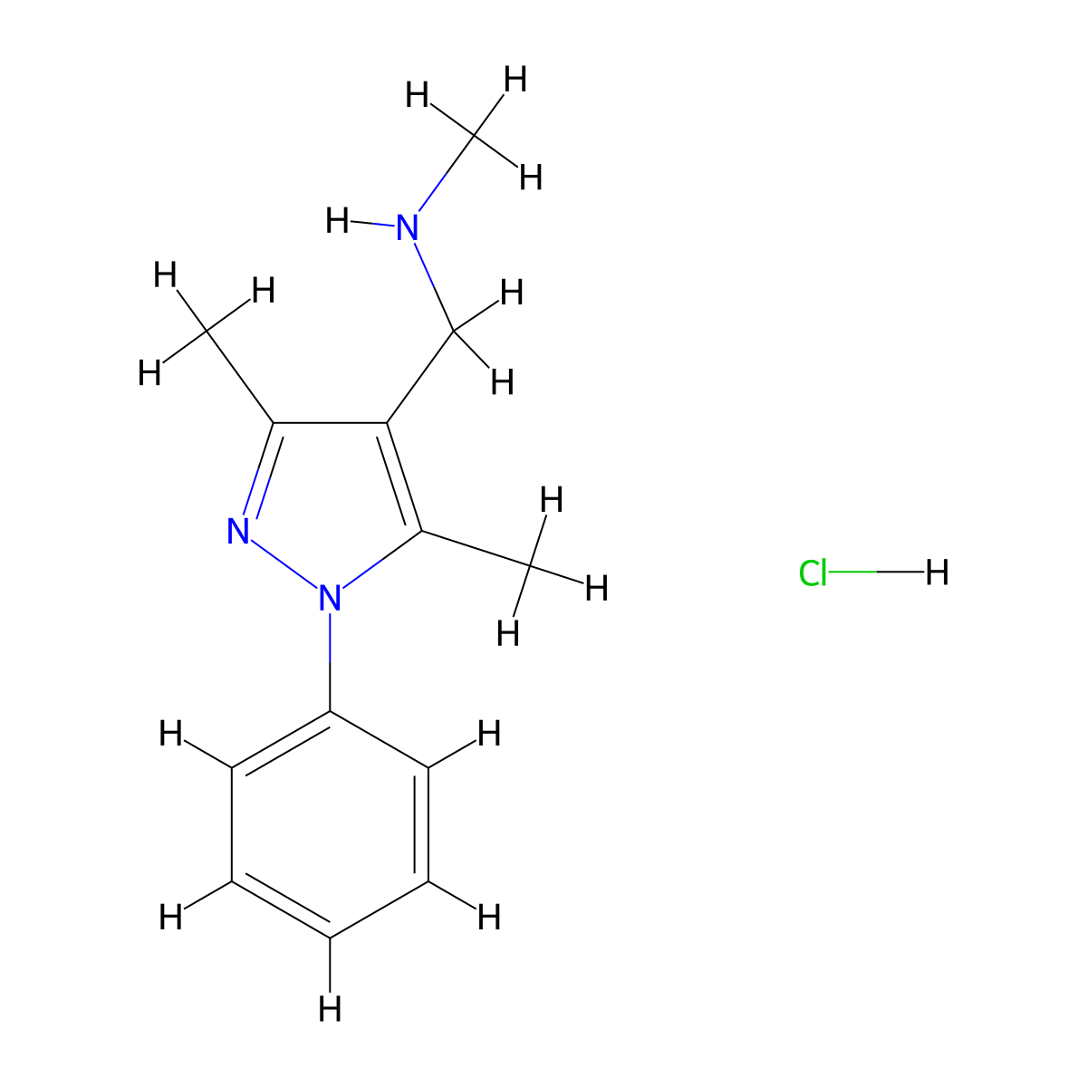 [(3,5-dimethyl-1-phenyl-1H-pyrazol-4-yl)methyl](methyl)amine hydrochloride molecular structure, CAS 2173996-89-7
