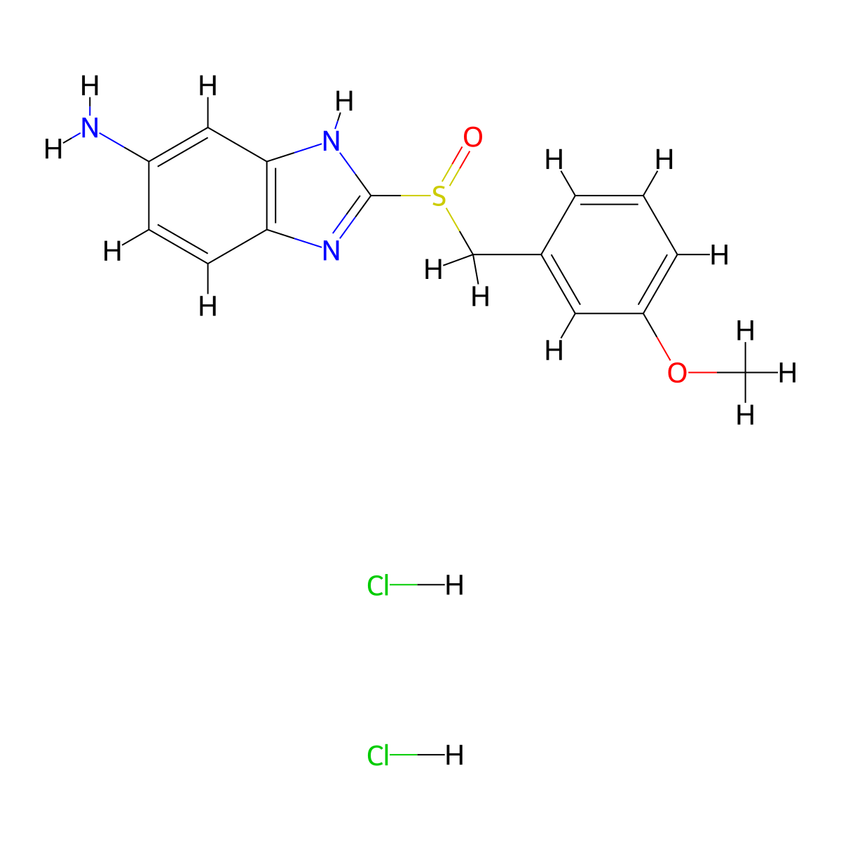 2-((3-methoxyphenyl)methanesulfinyl)-1H-1,3-benzodiazol-6-amine dihydrochloride molecular structure, CAS 2173997-00-5