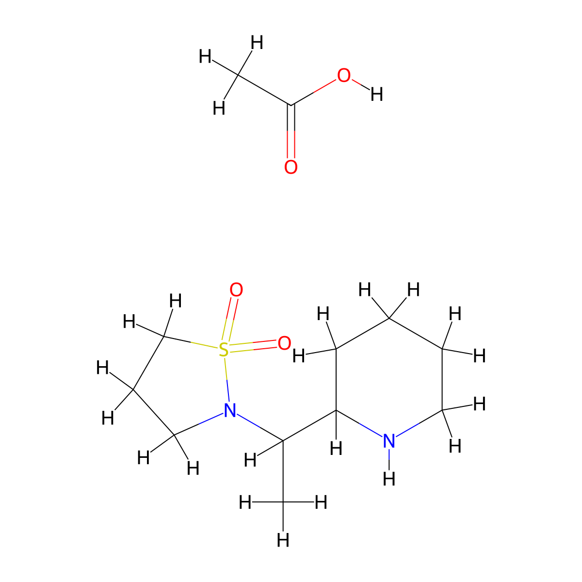 2-[1-(Piperidin-2-yl)ethyl]-1,2-thiazolidine-1,1-dione; acetic acid molecular structure, CAS 2173997-01-6