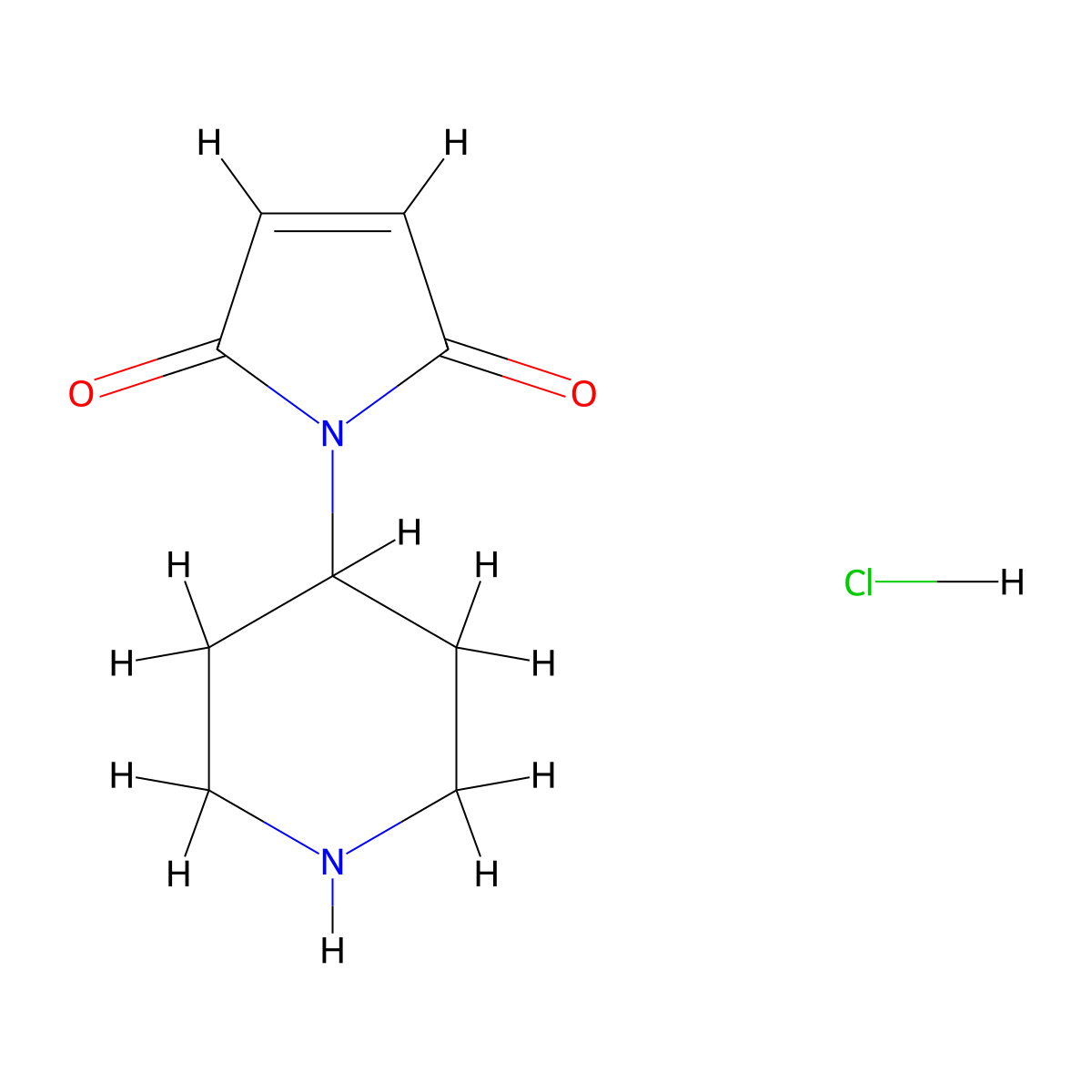 1-(piperidin-4-yl)-2,5-dihydro-1H-pyrrole-2,5-dione hydrochloride molecular structure, CAS 2173997-11-8