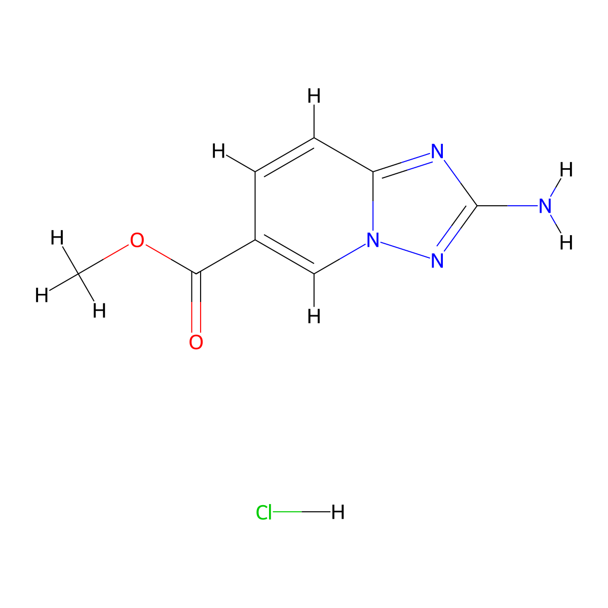 Methyl 2-amino-(1,2,4)triazolo(1,5-a)pyridine-6-carboxylate hydrochloride molecular structure, CAS 2173997-21-0
