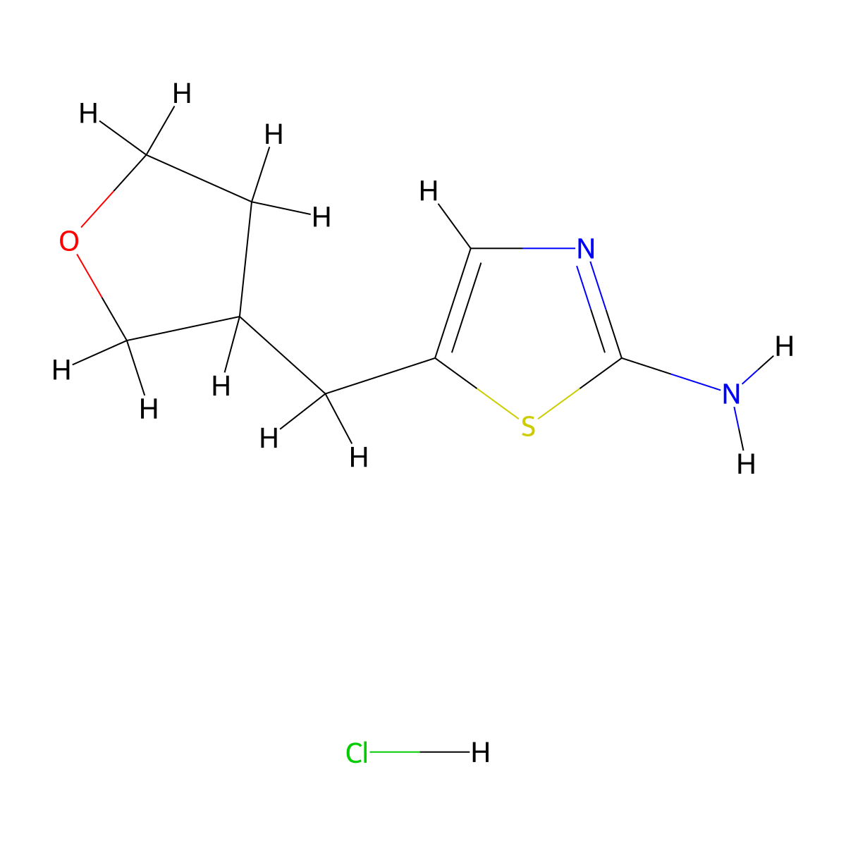 5-((Oxolan-3-yl)methyl)-1,3-thiazol-2-amine hydrochloride molecular structure, CAS 2173998-74-6