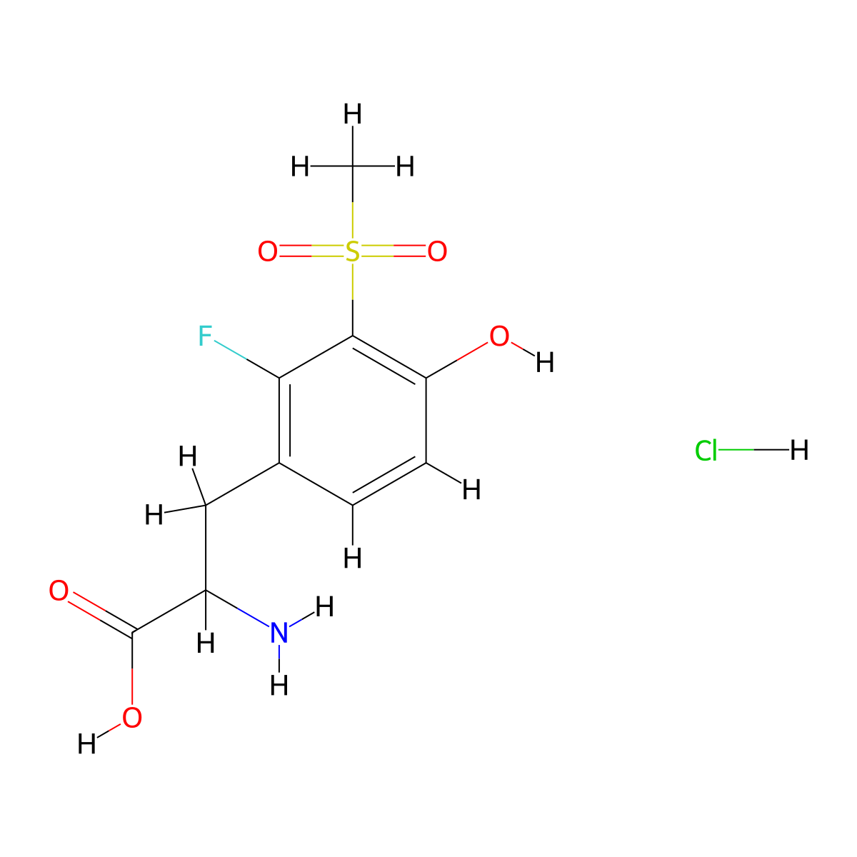 2-Amino-3-(2-fluoro-4-hydroxy-3-methanesulfonylphenyl)propanoic acid hydrochloride molecular structure, CAS 2173998-77-9
