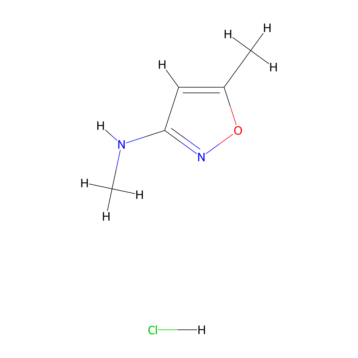 N,5-dimethyl-1,2-oxazol-3-amine hydrochloride molecular structure, CAS 2173998-79-1