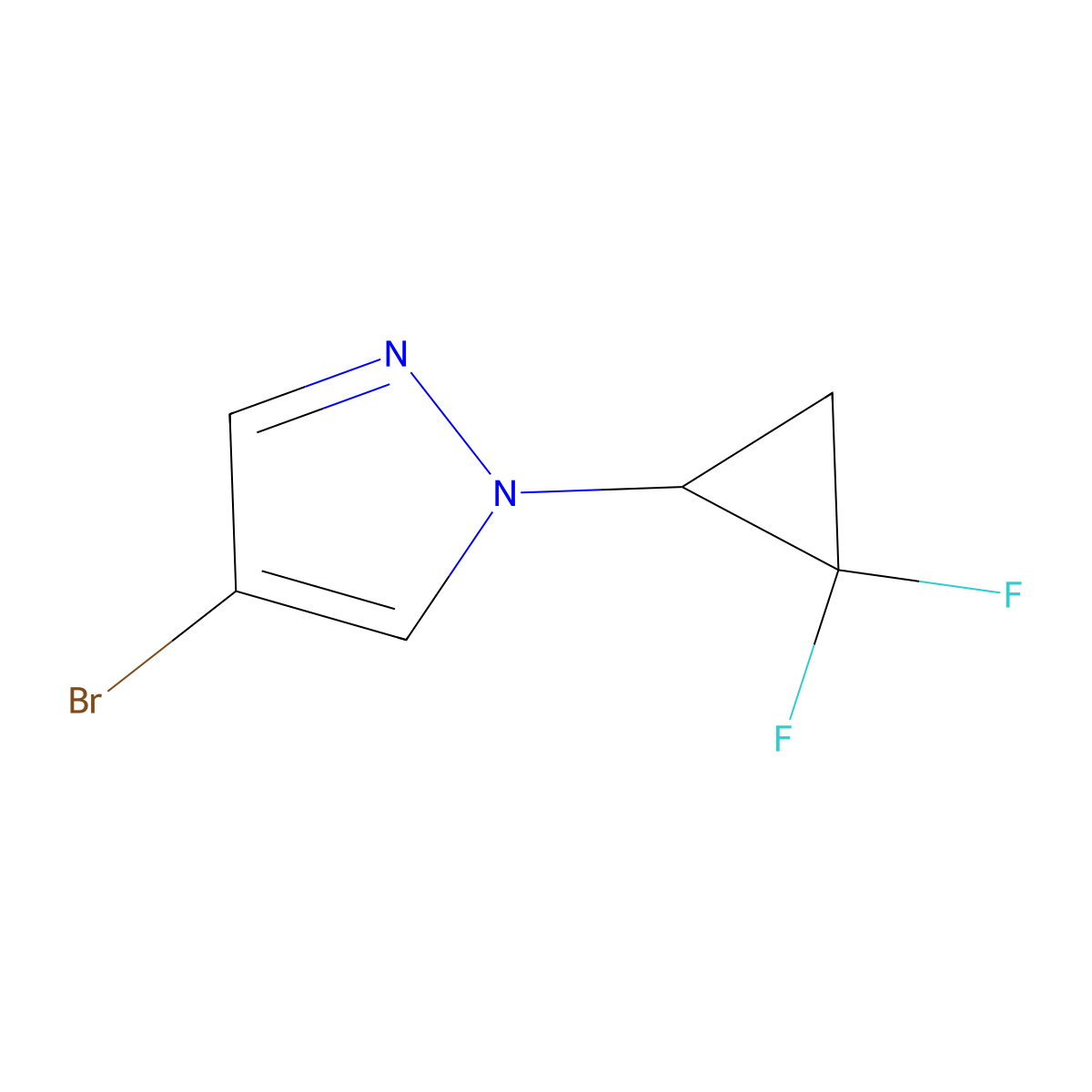 4-bromo-1-(2,2-difluorocyclopropyl)-1H-pyrazole molecular structure, CAS 2173998-80-4