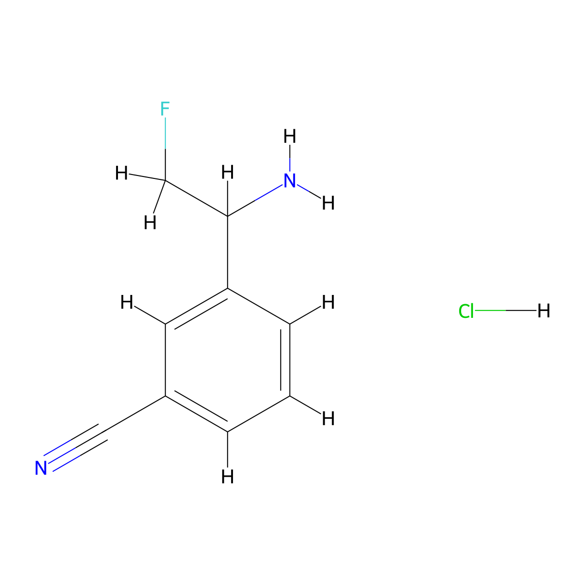 3-(1-Amino-2-fluoroethyl)benzonitrile hydrochloride molecular structure, CAS 2173998-84-8