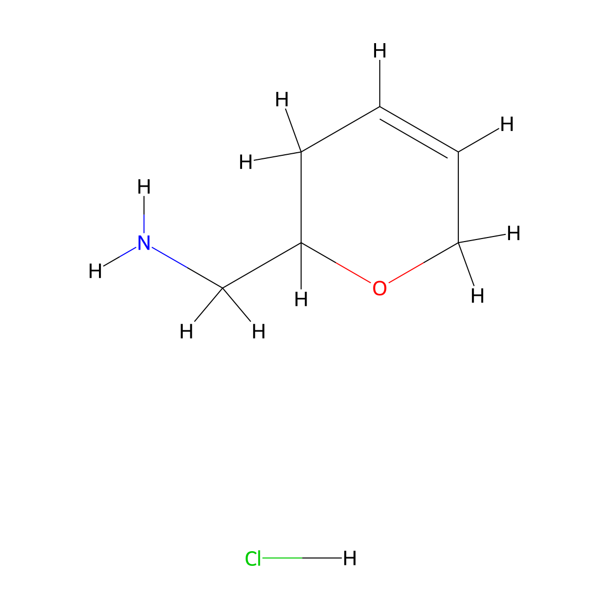 (3,6-Dihydro-2H-pyran-2-yl)methanamine hydrochloride molecular structure, CAS 2173998-86-0