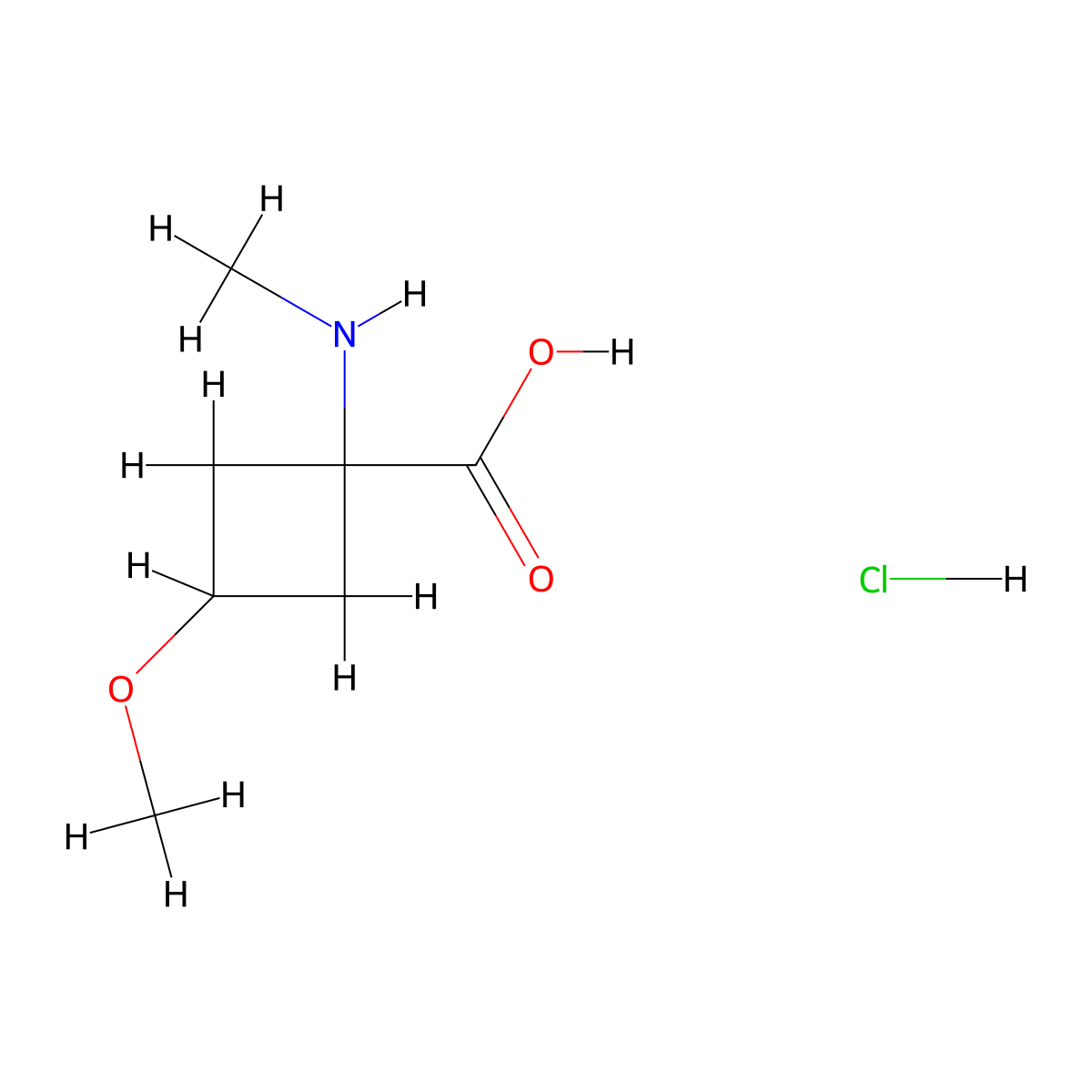3-Methoxy-1-(methylamino)cyclobutane-1-carboxylic acid hydrochloride molecular structure, CAS 2173998-92-8