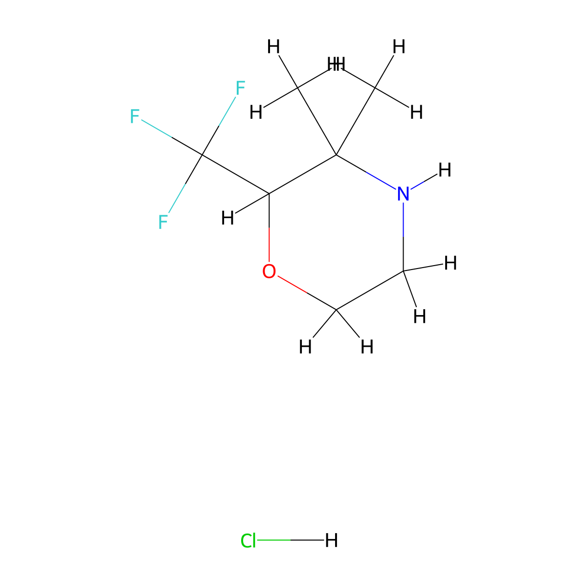 3,3-Dimethyl-2-(trifluoromethyl)morpholine hydrochloride molecular structure, CAS 2173999-03-4