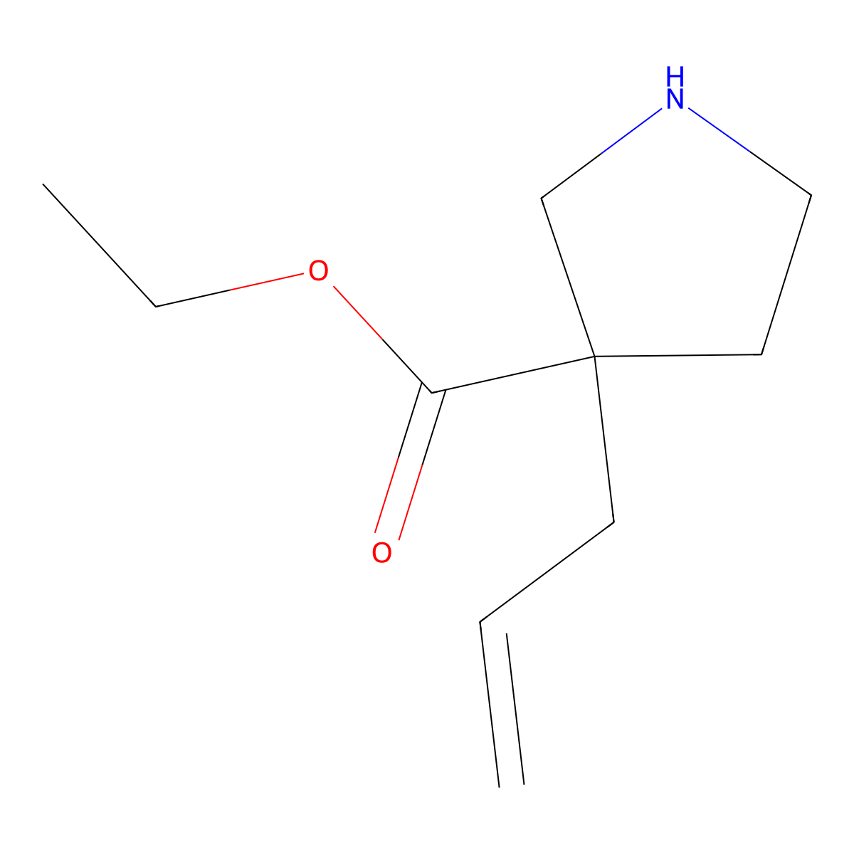 Ethyl 3-(prop-2-en-1-yl)pyrrolidine-3-carboxylate molecular structure, CAS 2173999-14-7