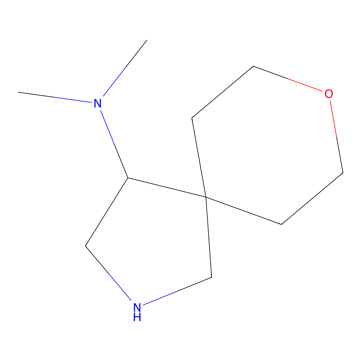 N,N-dimethyl-8-oxa-2-azaspiro[4.5]decan-4-amine molecular structure, CAS 2173999-16-9