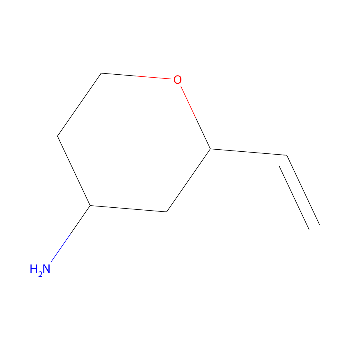 rac-(2R,4R)-2-ethenyloxan-4-amine molecular structure, CAS 2173999-22-7