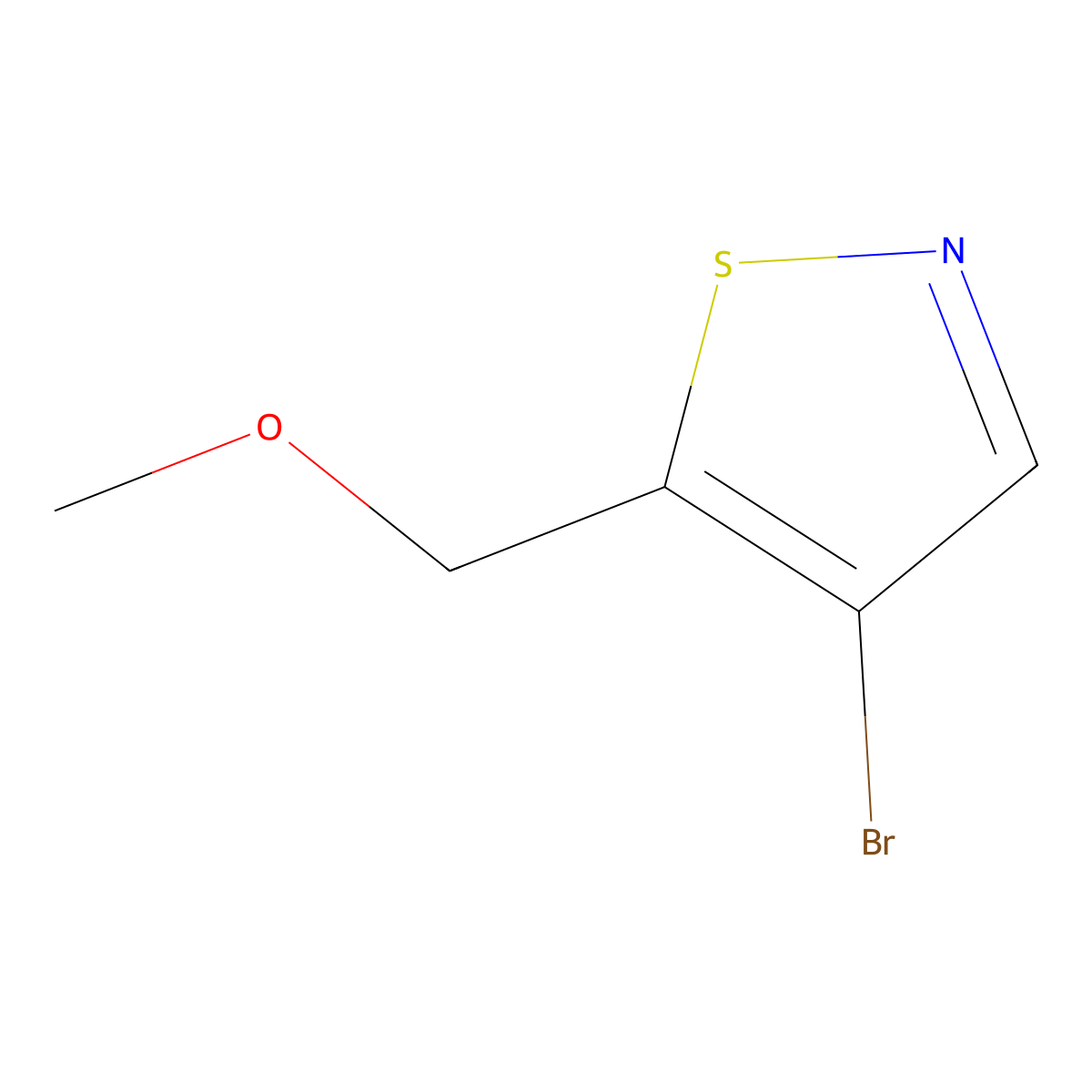 4-Bromo-5-(methoxymethyl)-1,2-thiazole molecular structure, CAS 2173999-25-0